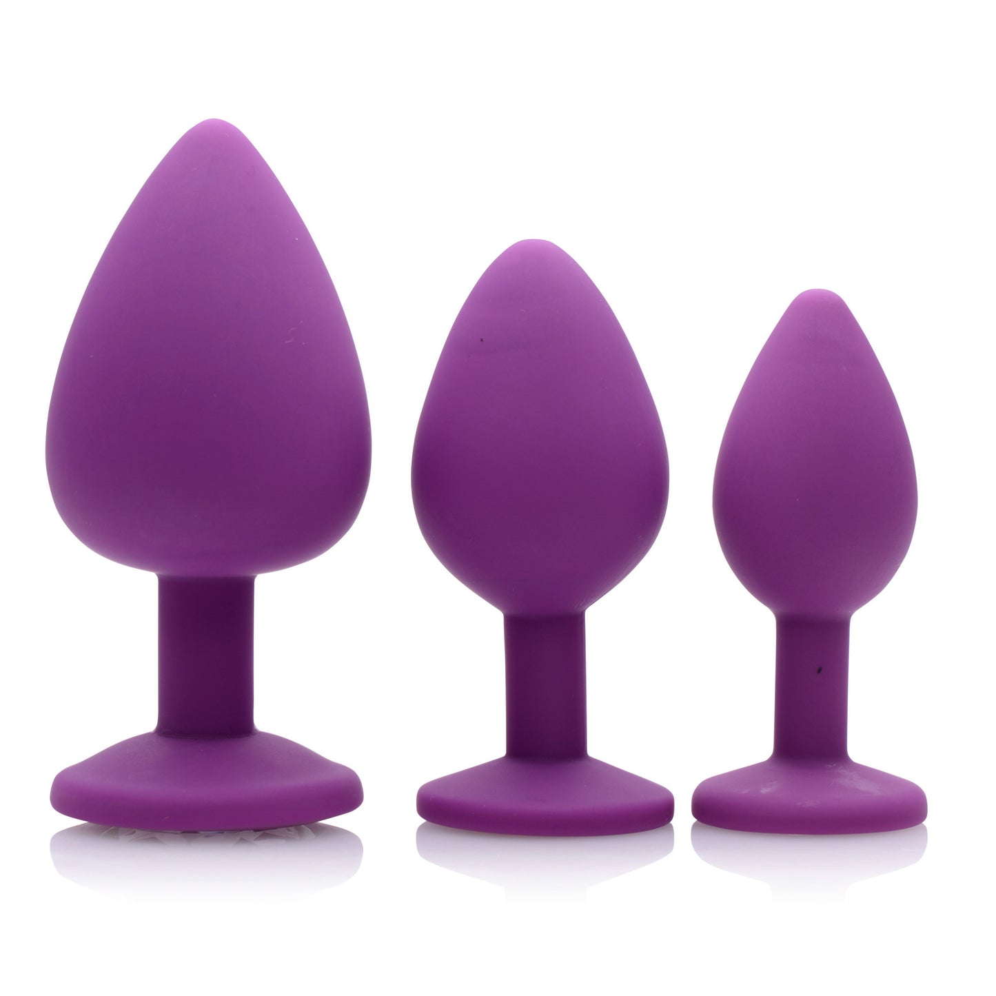 Purple Pleasure 3 Piece Silicone Anal Plugs with Gems