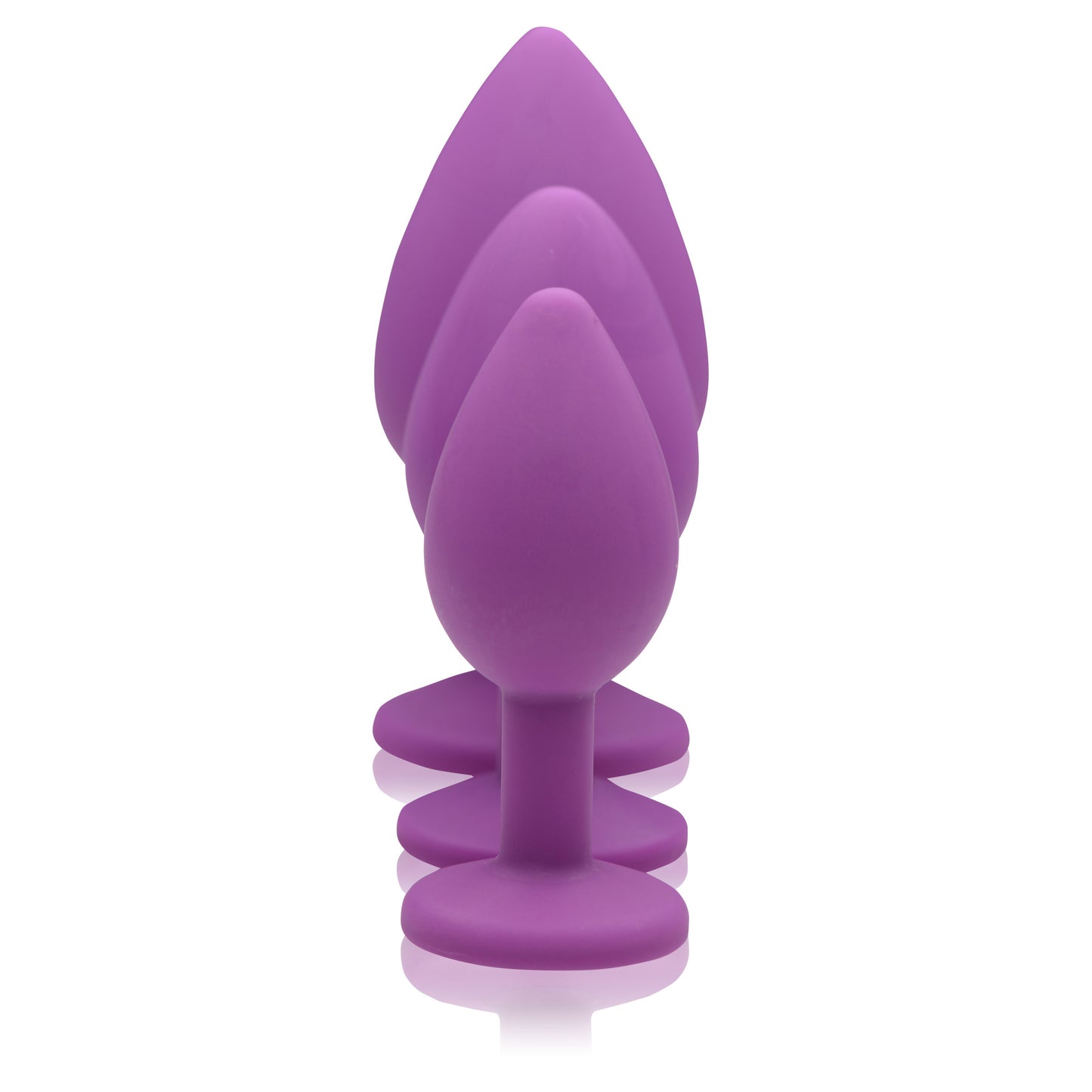 Purple Pleasure 3 Piece Silicone Anal Plugs with Gems