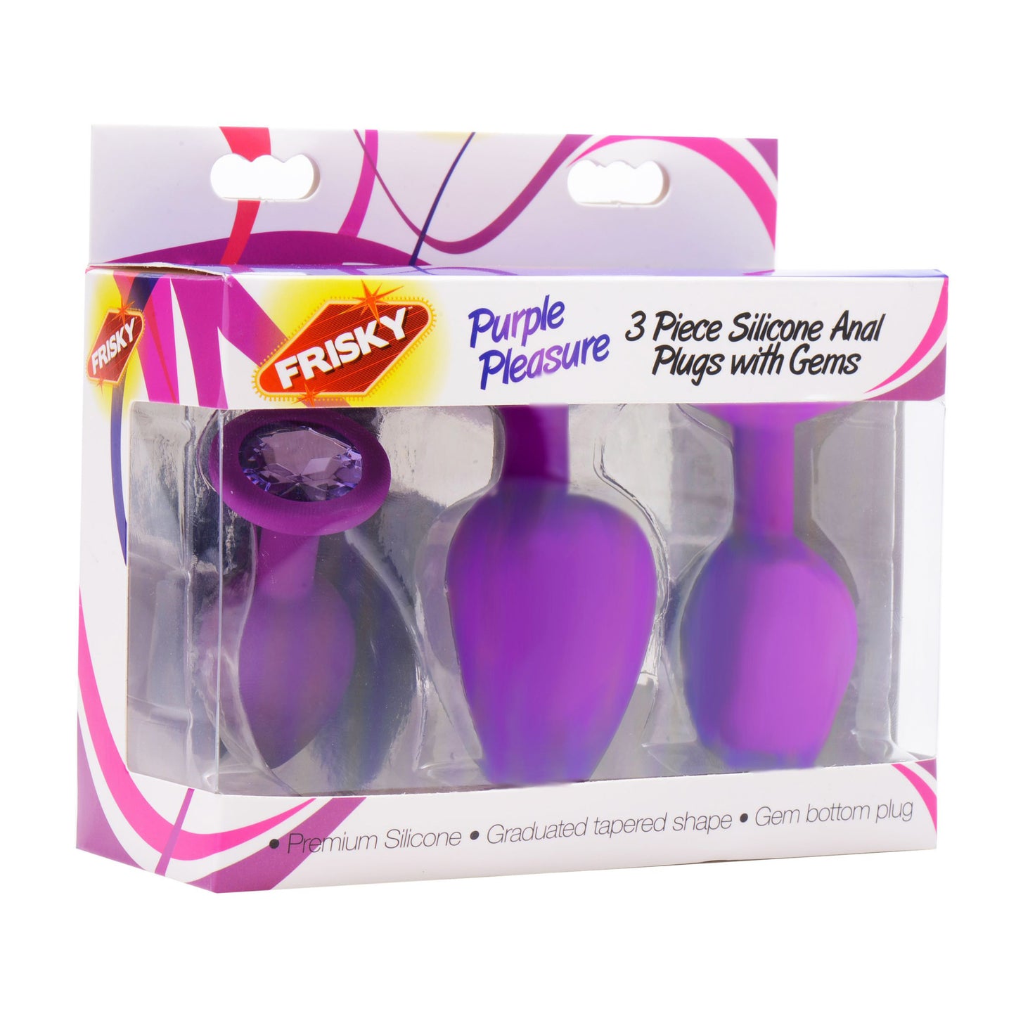 Purple Pleasure 3 Piece Silicone Anal Plugs with Gems