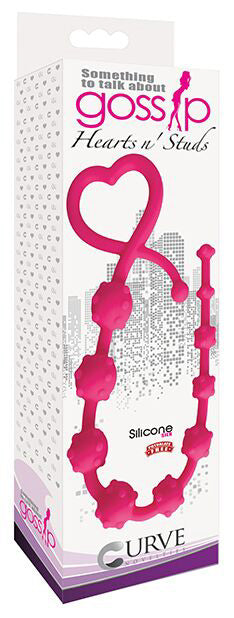 Hearts n Studs Silicone Anal Beads - Pink