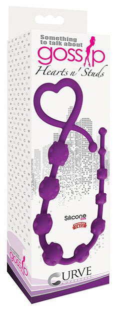 Hearts n Studs Silicone Anal Beads - Purple