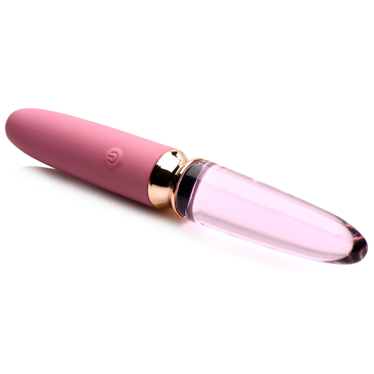 10X Rose Dual Ended Smooth Silicone and Glass Vibrator