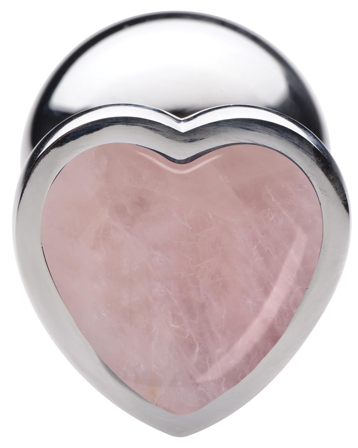 Authentic Rose Quartz Gemstone Heart Anal Plug - Medium