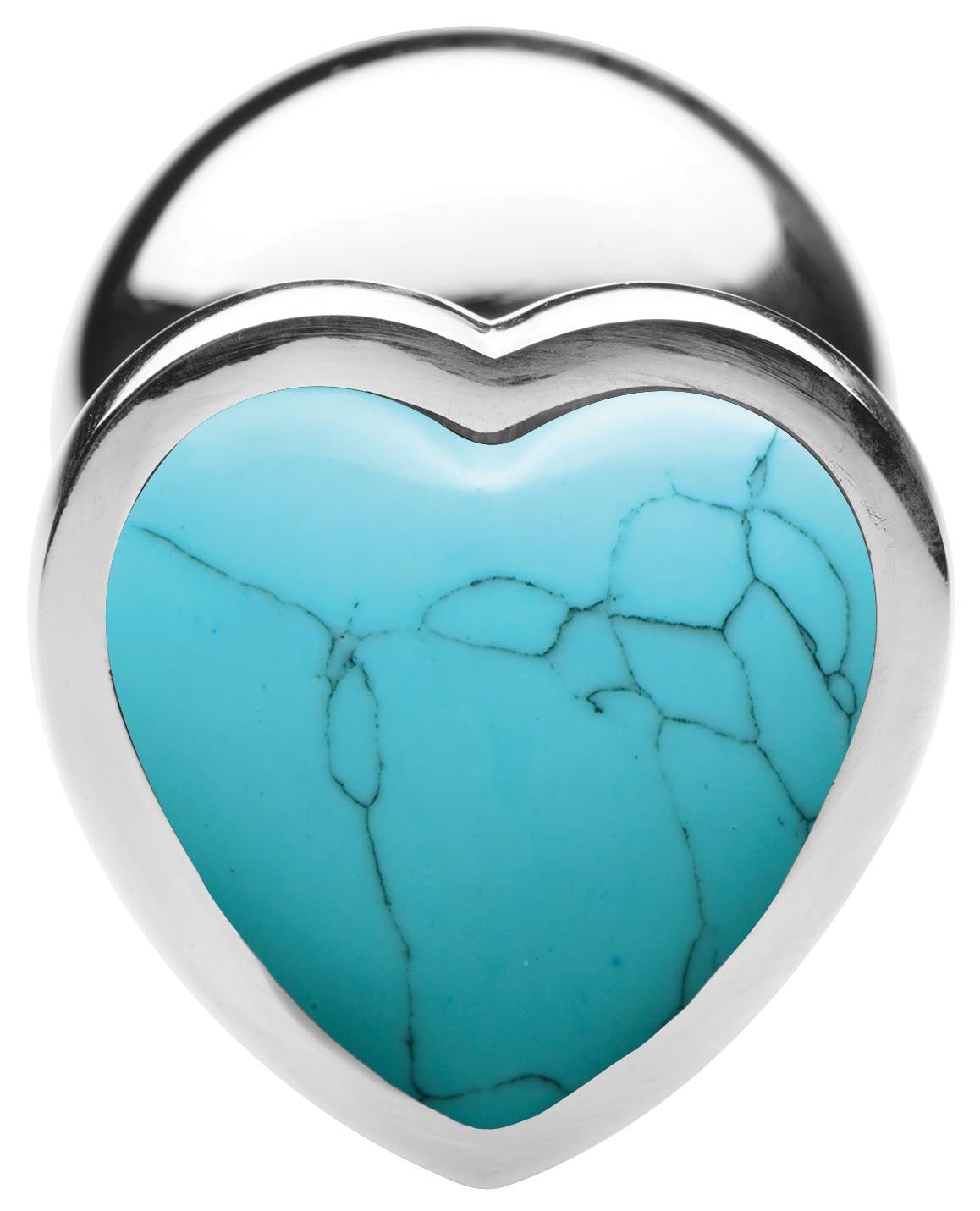 Authentic Turquoise Gemstone Heart Anal Plug - Medium