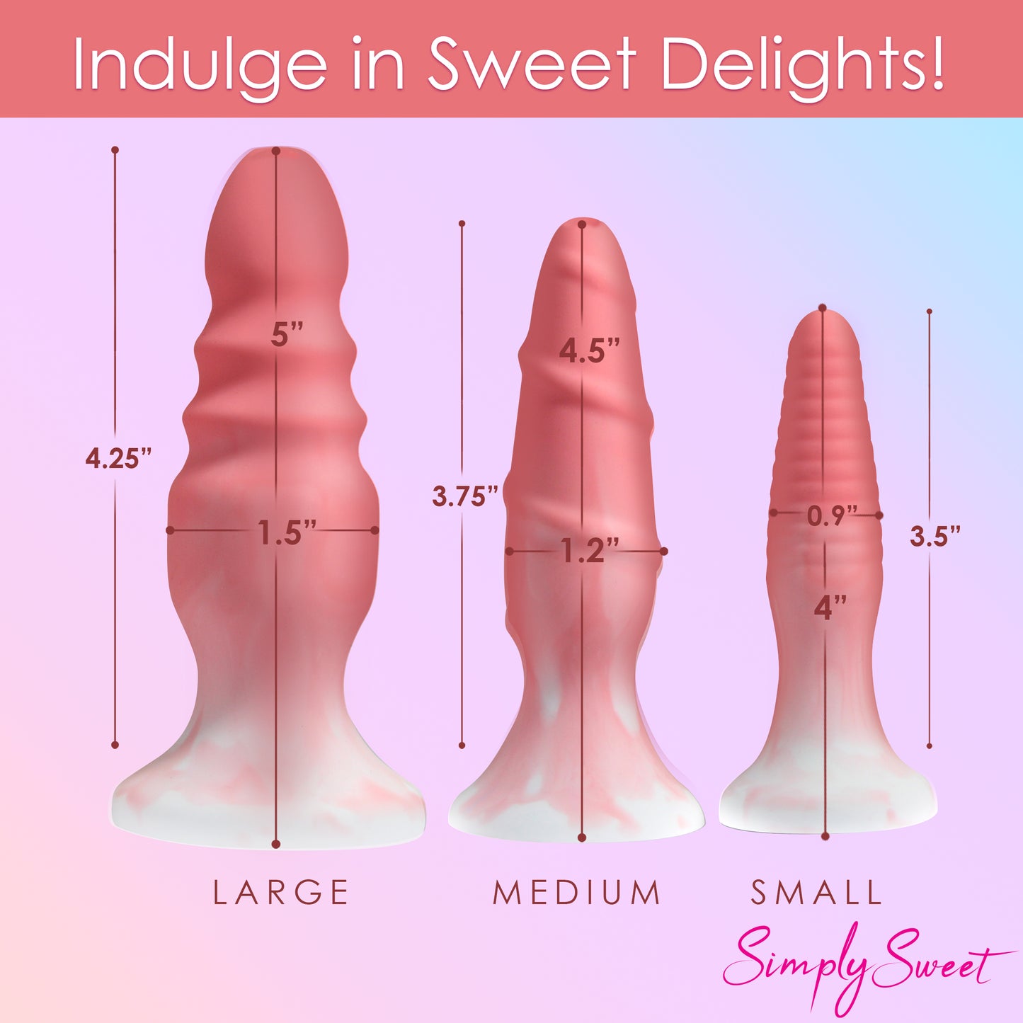 3 Piece Silicone Butt Plug Set - Pink