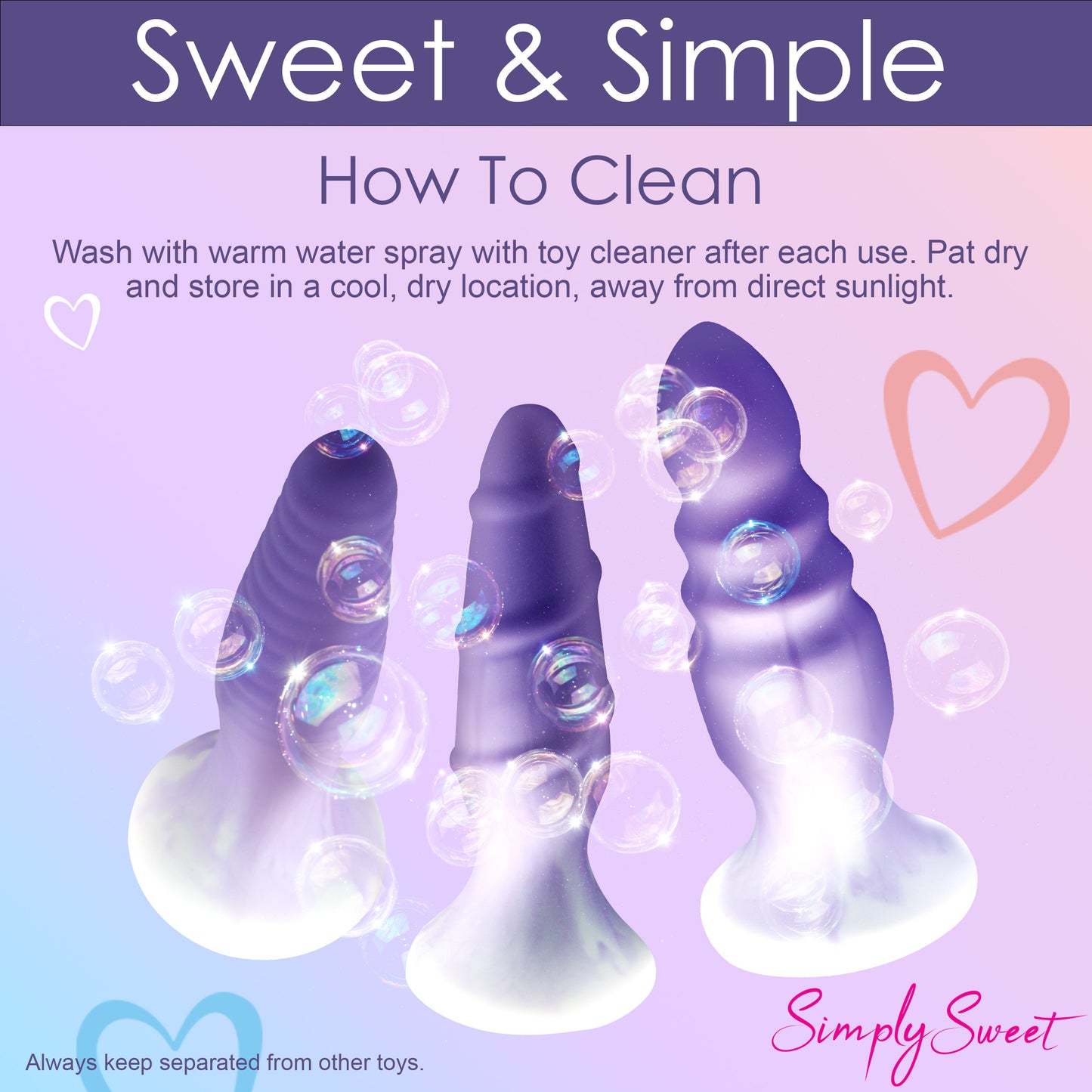 3 Piece Silicone Butt Plug Set - Purple