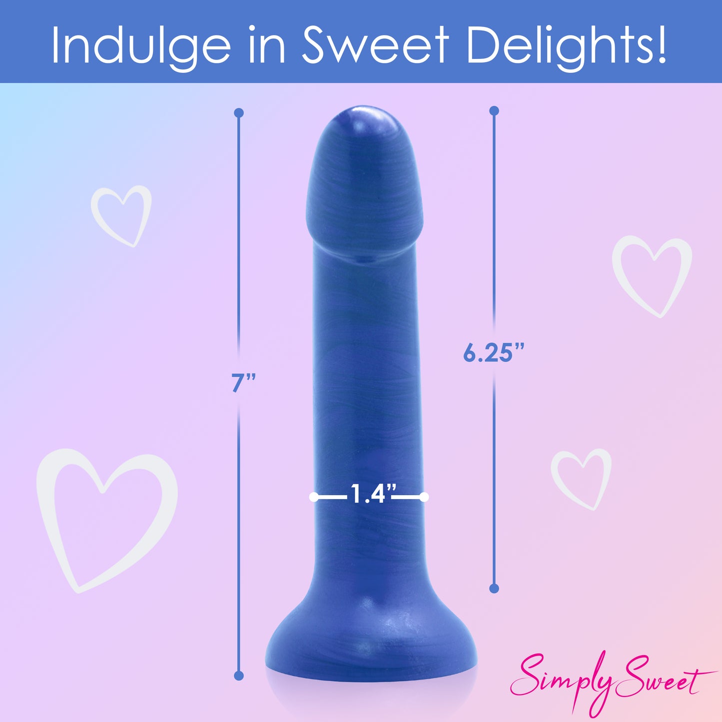 Metallic Silicone 7 Inch Dildo - Blue