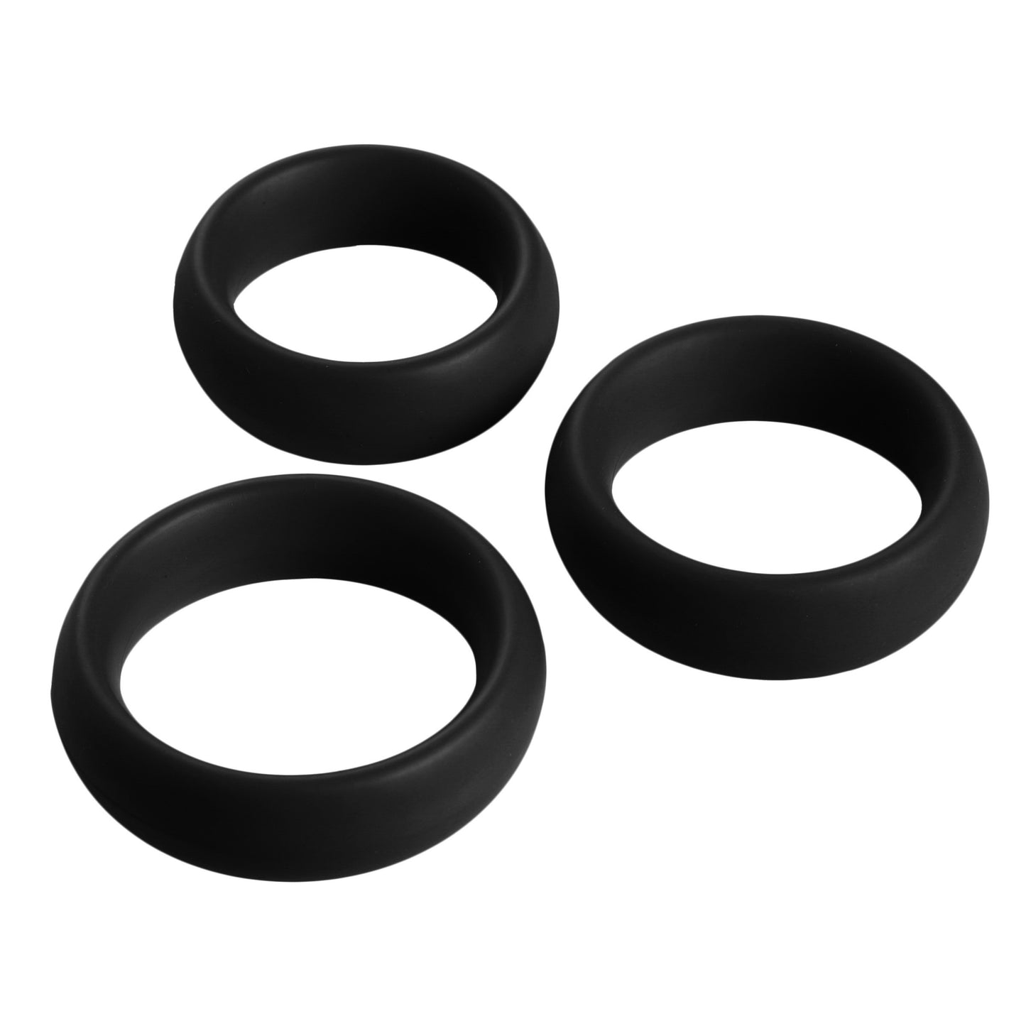 3 Piece Silicone Cock Ring Set - Black