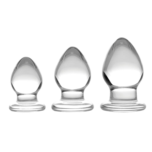 Triplets 3 Piece Glass Anal Plug Kit