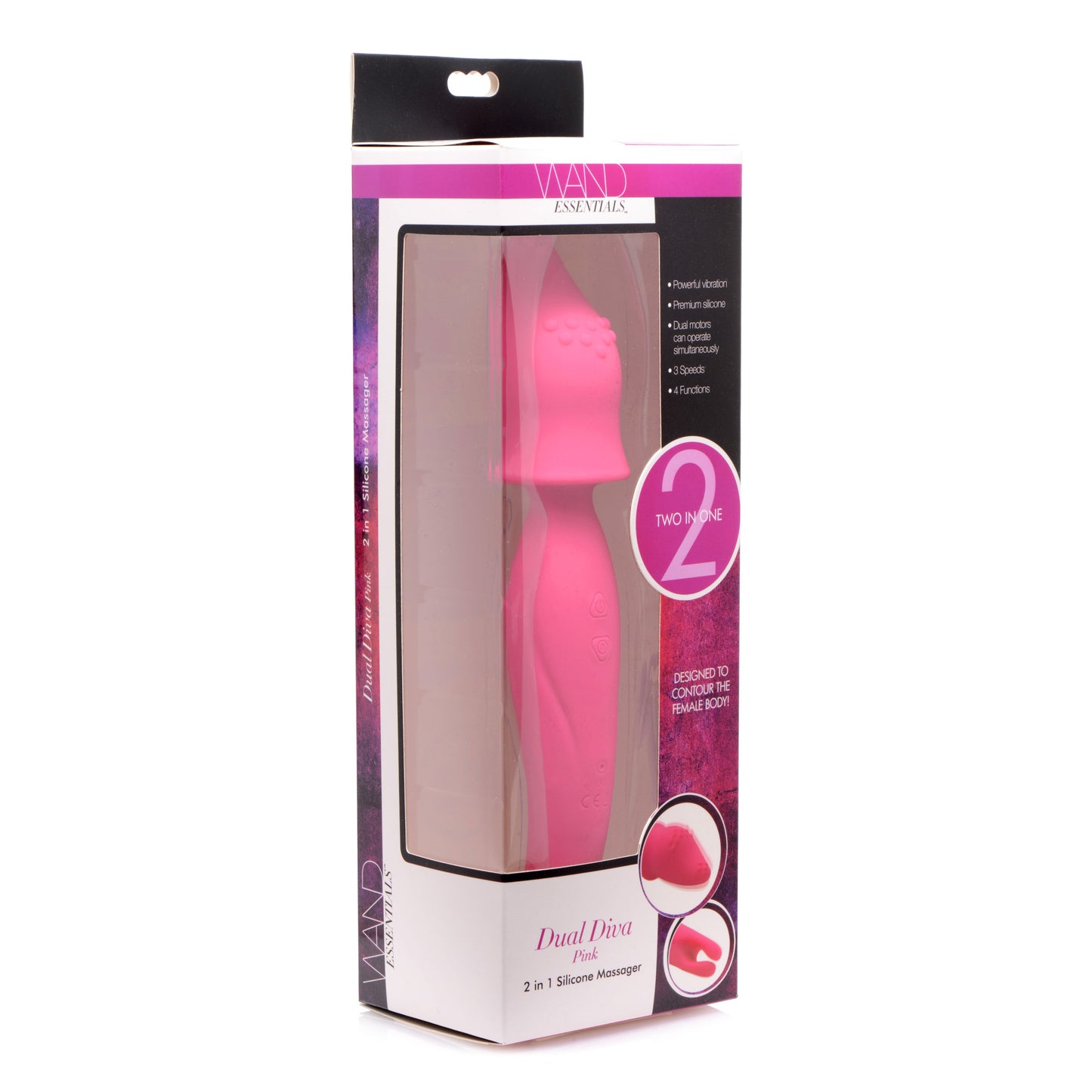 Dual Diva 2 in 1 Silicone Massager- Pink