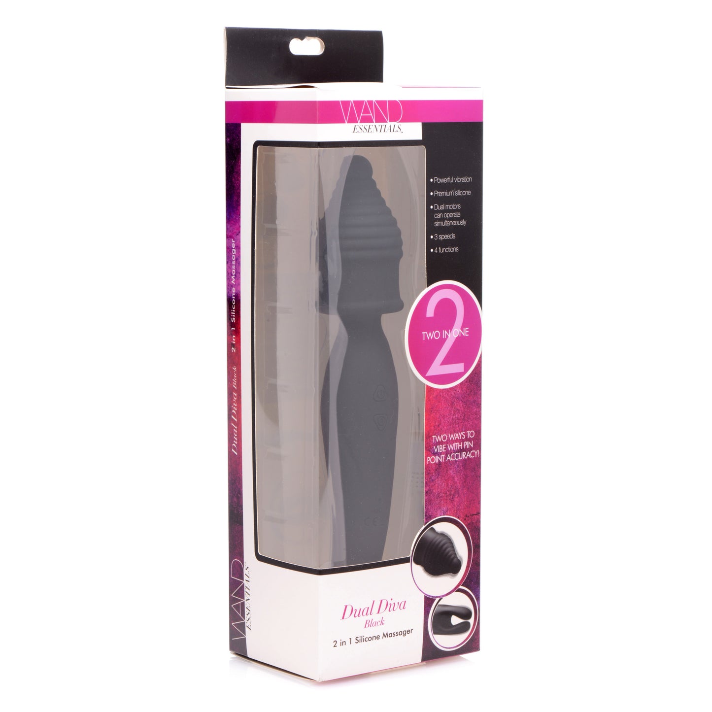 Dual Diva 2 in 1 Silicone Massager- Black