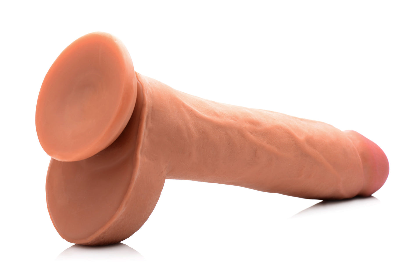 10 Inch Ultra Real Dual Layer Suction Cup Dildo- Medium Skin Tone