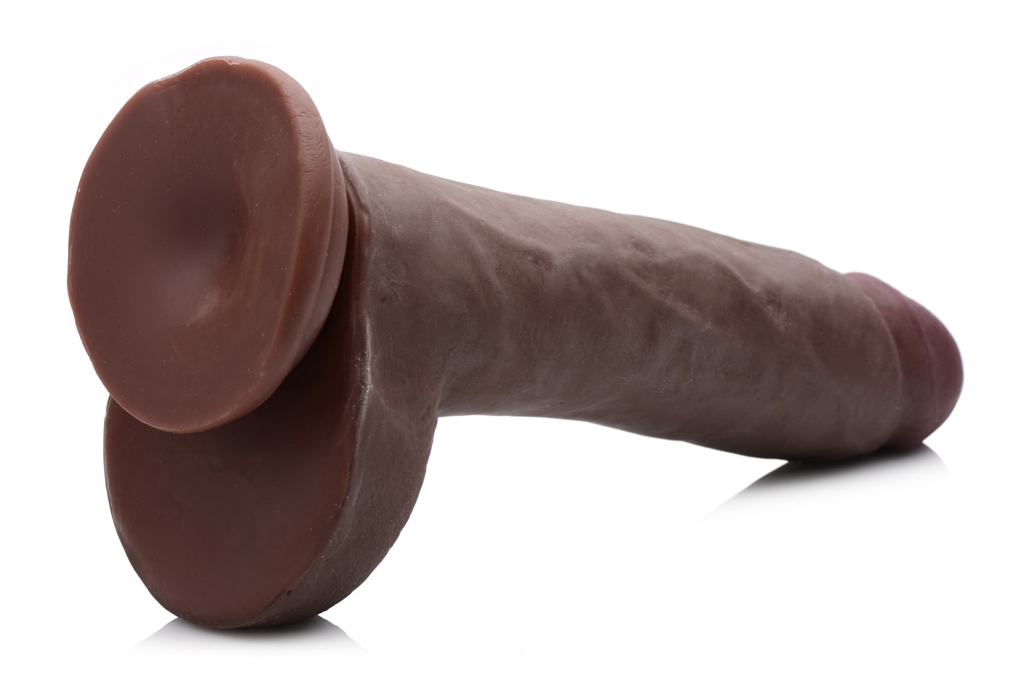 10 Inch Ultra Real Dual Layer Suction Cup Dildo- Dark Skin Tone