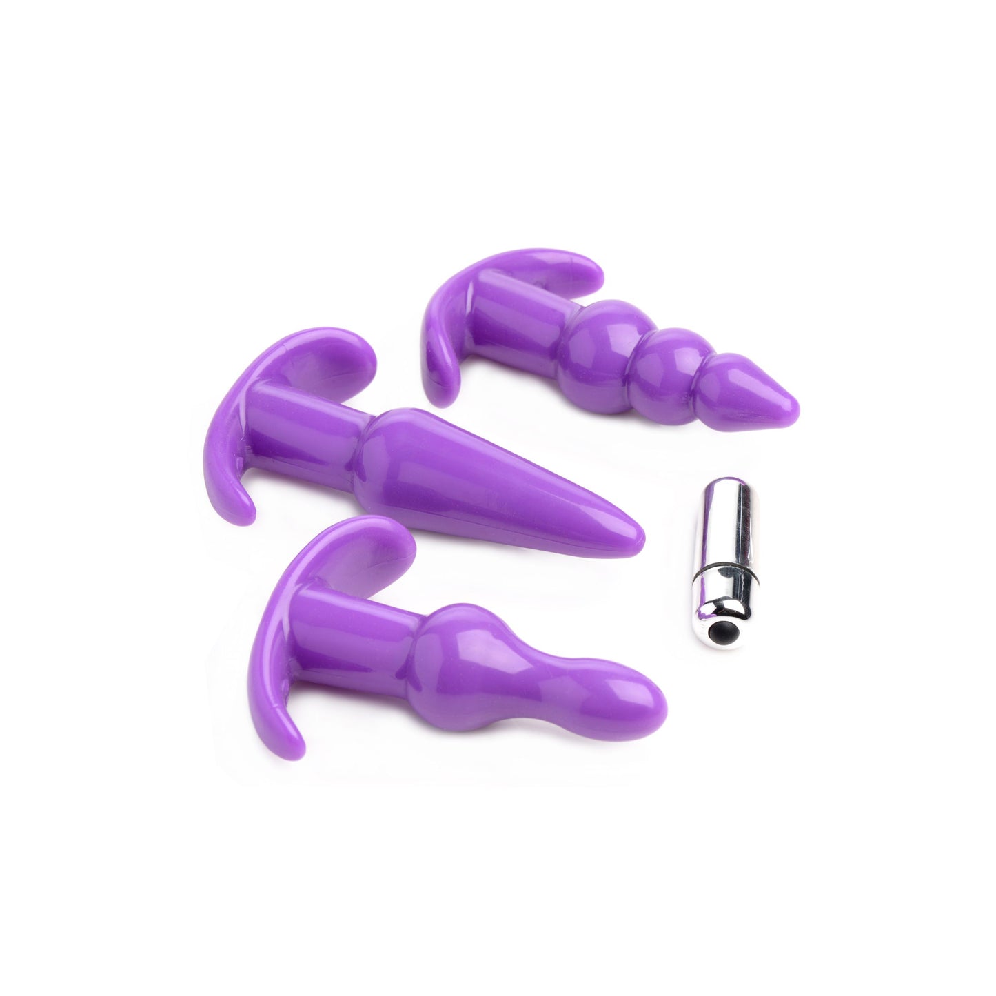 4 Piece Vibrating Anal Plug Set- Purple