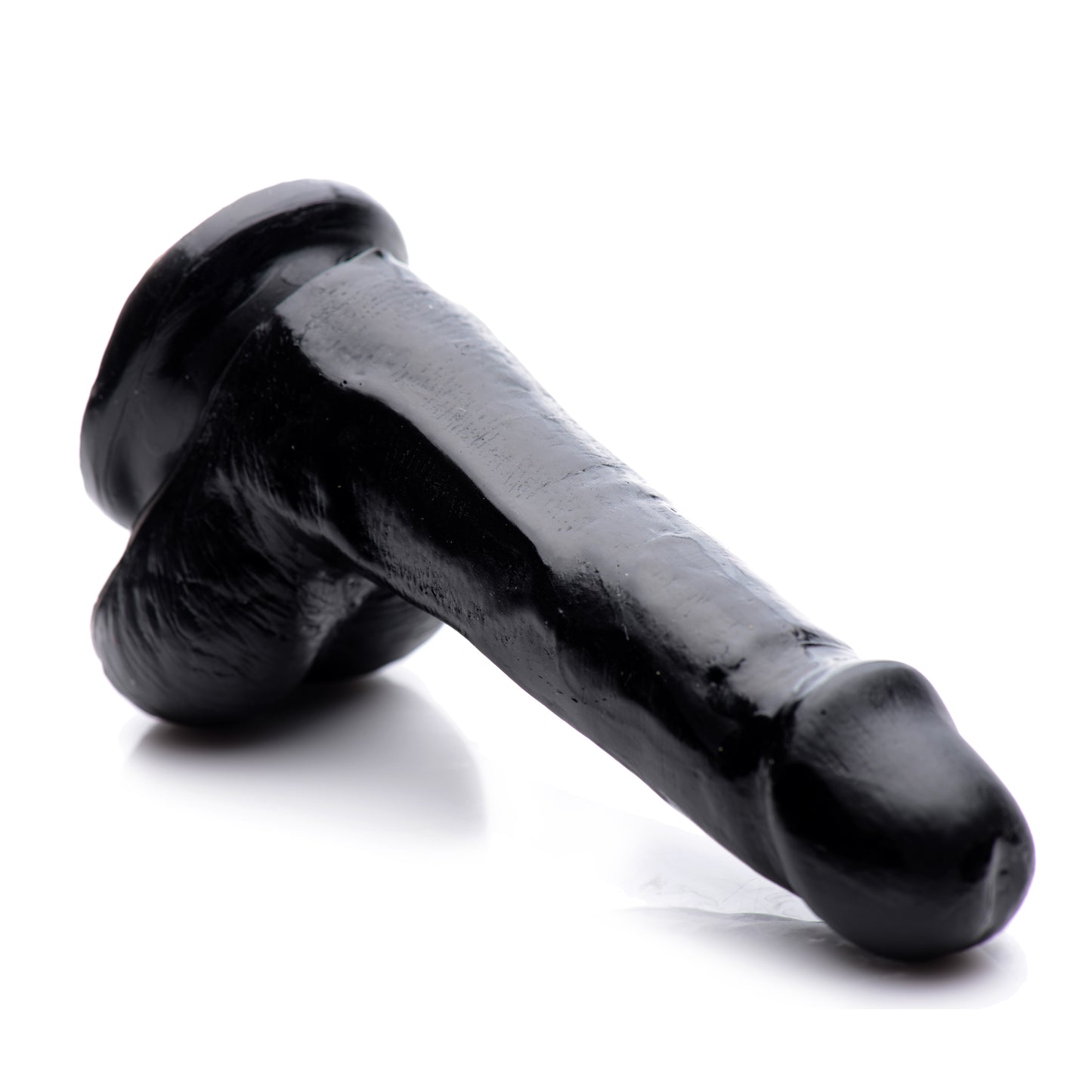 6 Inch Slim Dildo with Balls- Black