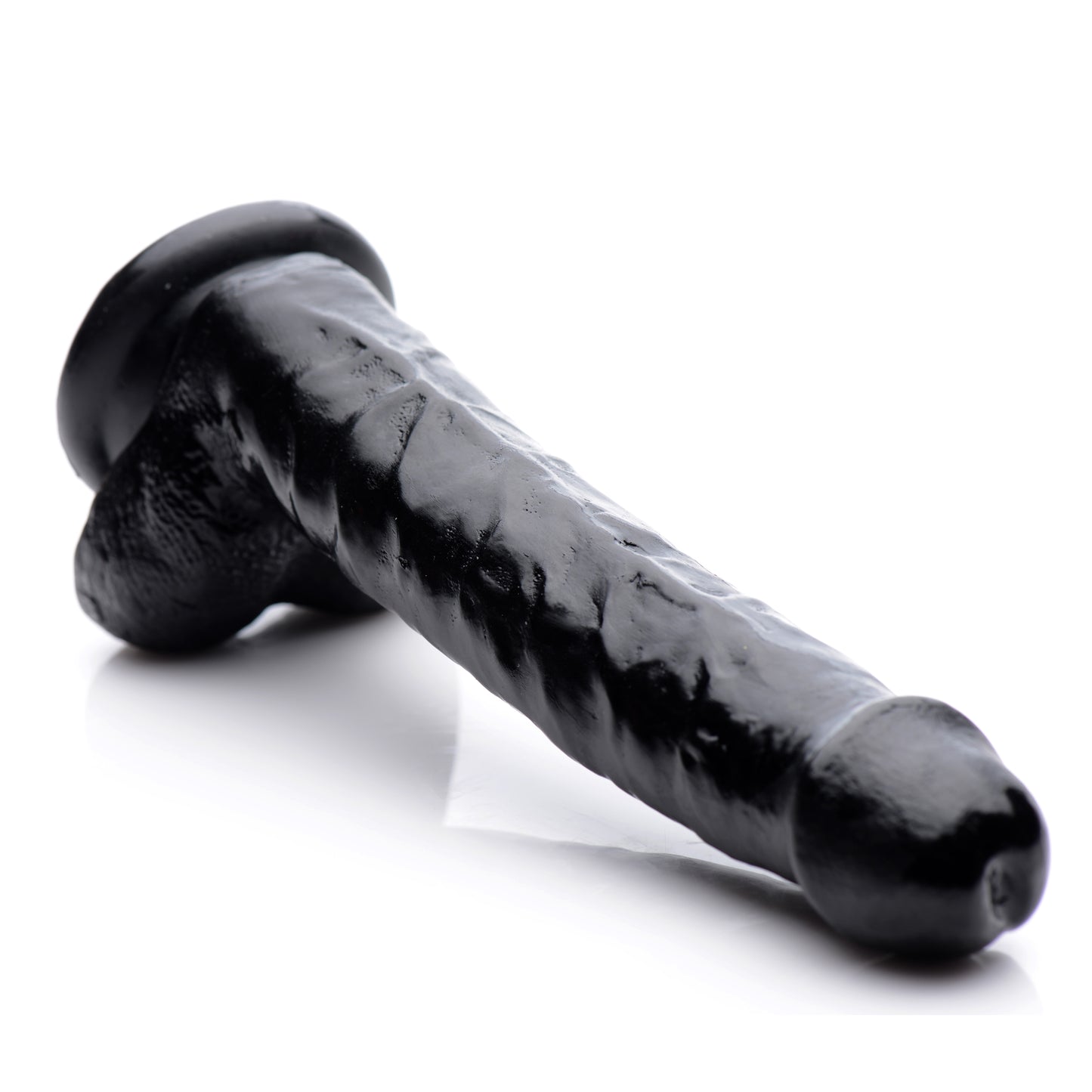 8 Inch Slim Dildo with Balls- Black