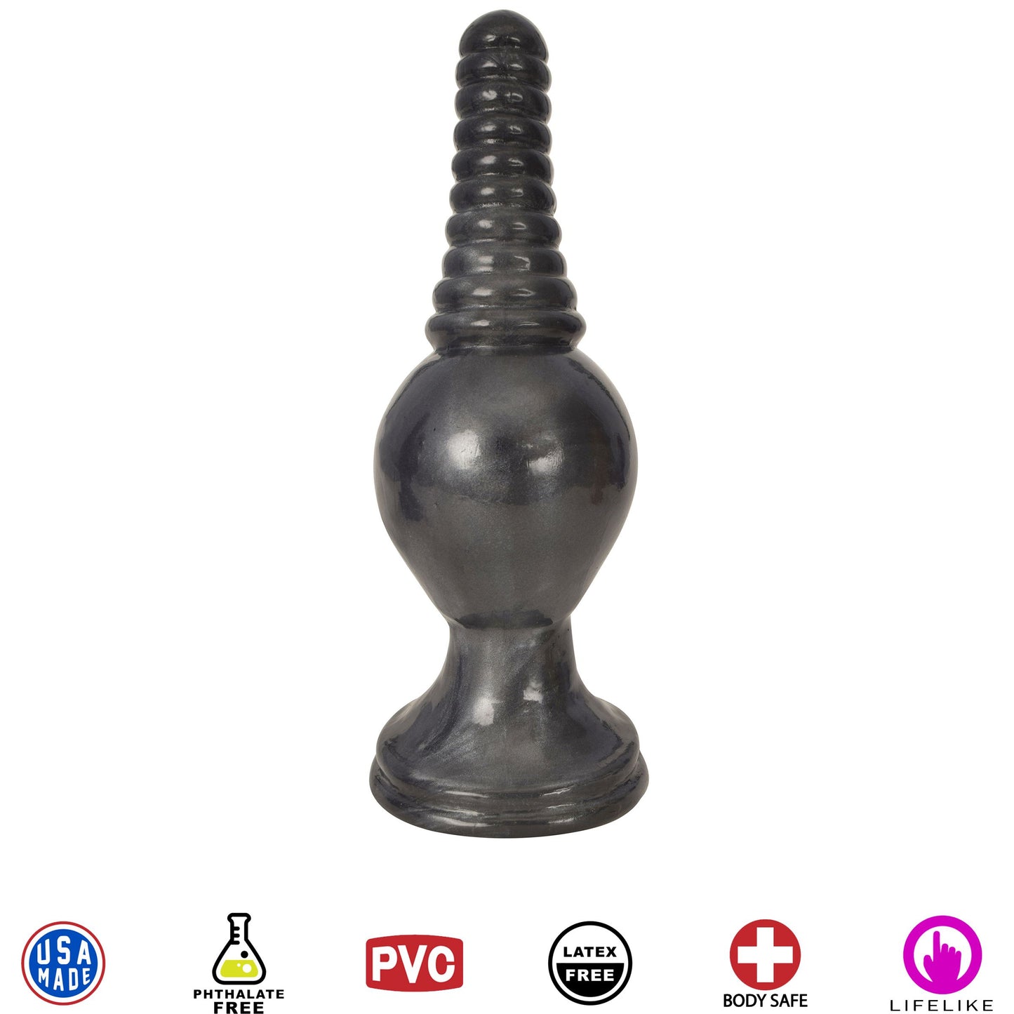 The King Ribbed Tip Anal Plug - Black