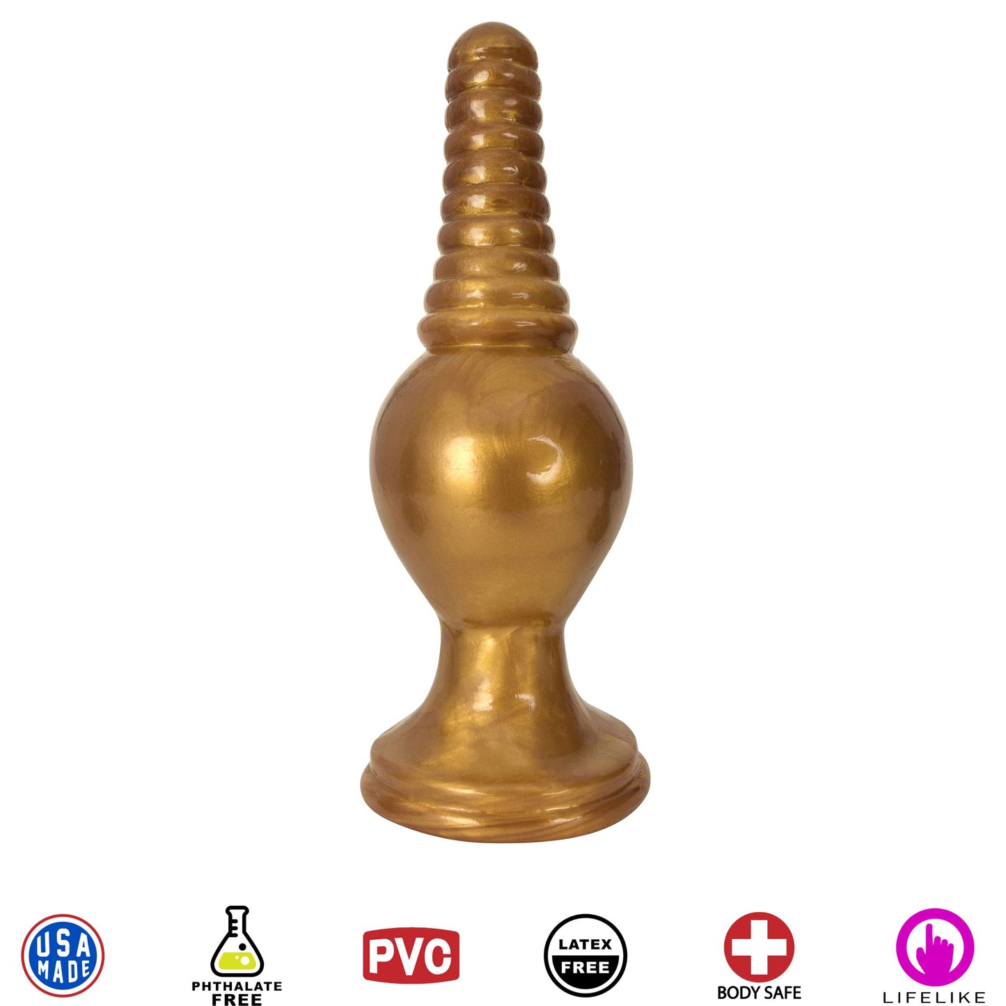 The King Ribbed Tip Anal Plug – Gold