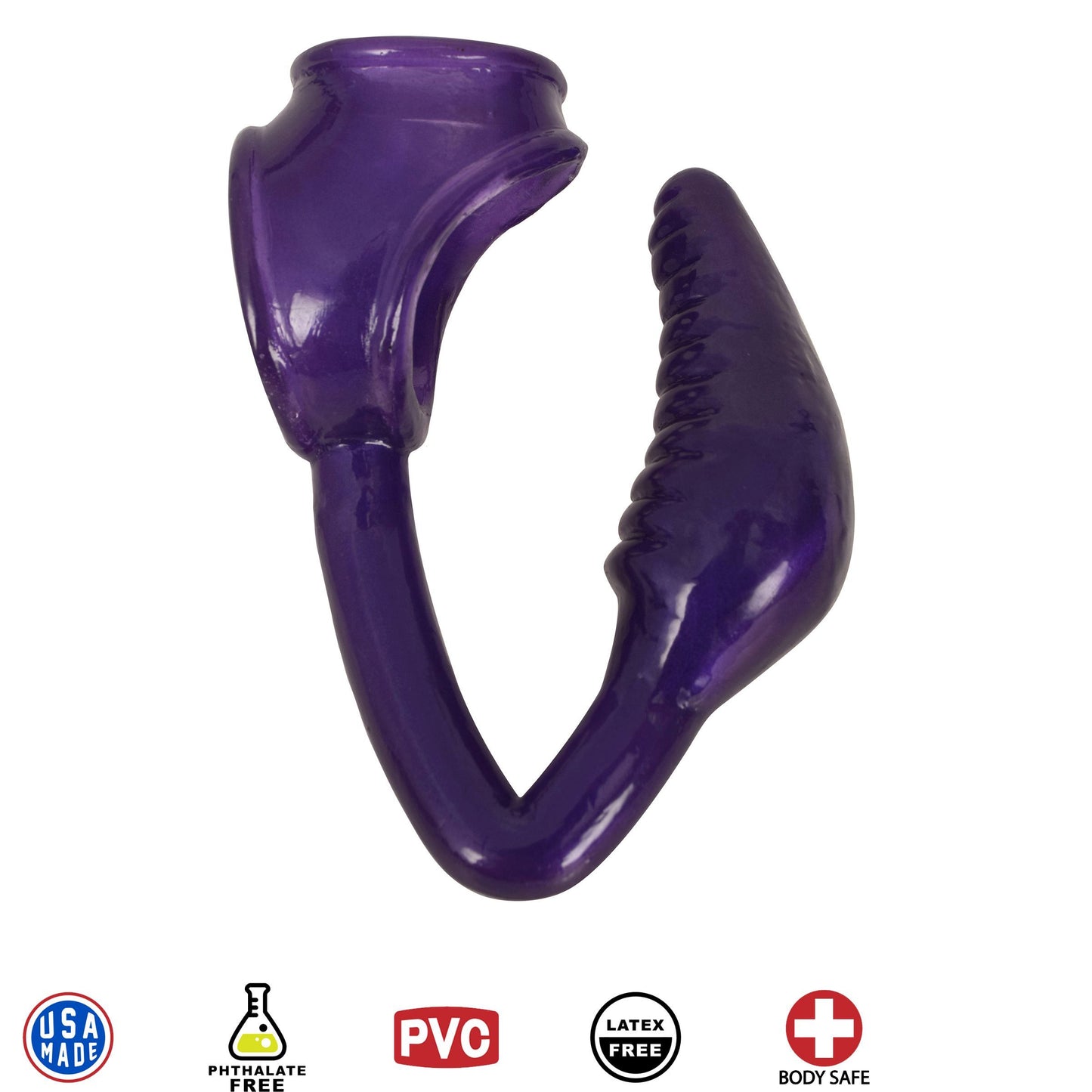 The Earl Cock and Ball Ring with Anal Plug -Purple