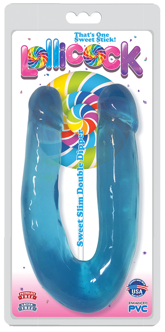 Lollicock Sweet Slim Double Dipper Dildo - Blue