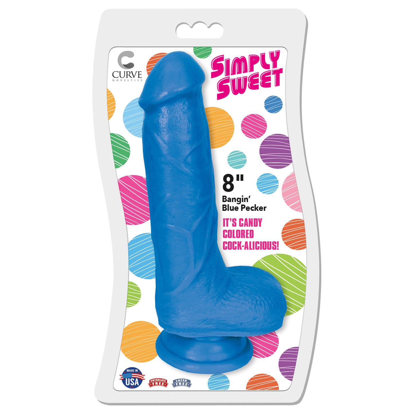 8 Inch Bangin Pecker Dildo - Blue