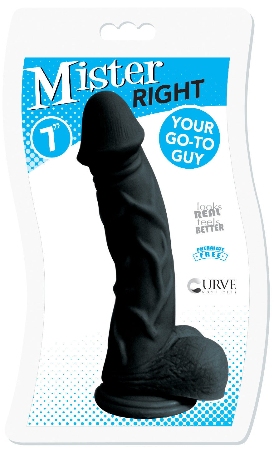 7 Inch Mister Right Dildo - Black