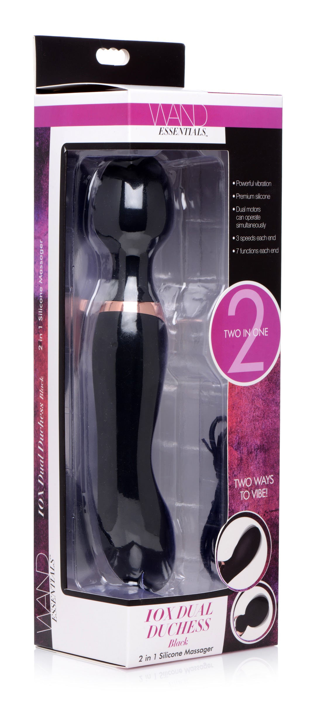 10X Dual Duchess 2-in-1 Silicone Massager - Black