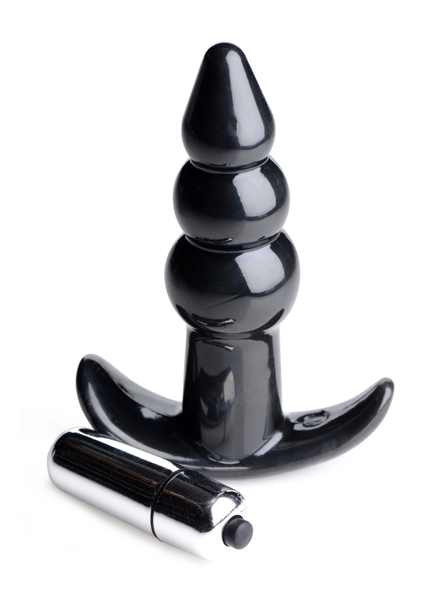 Ribbed Vibrating Butt Plug - Black