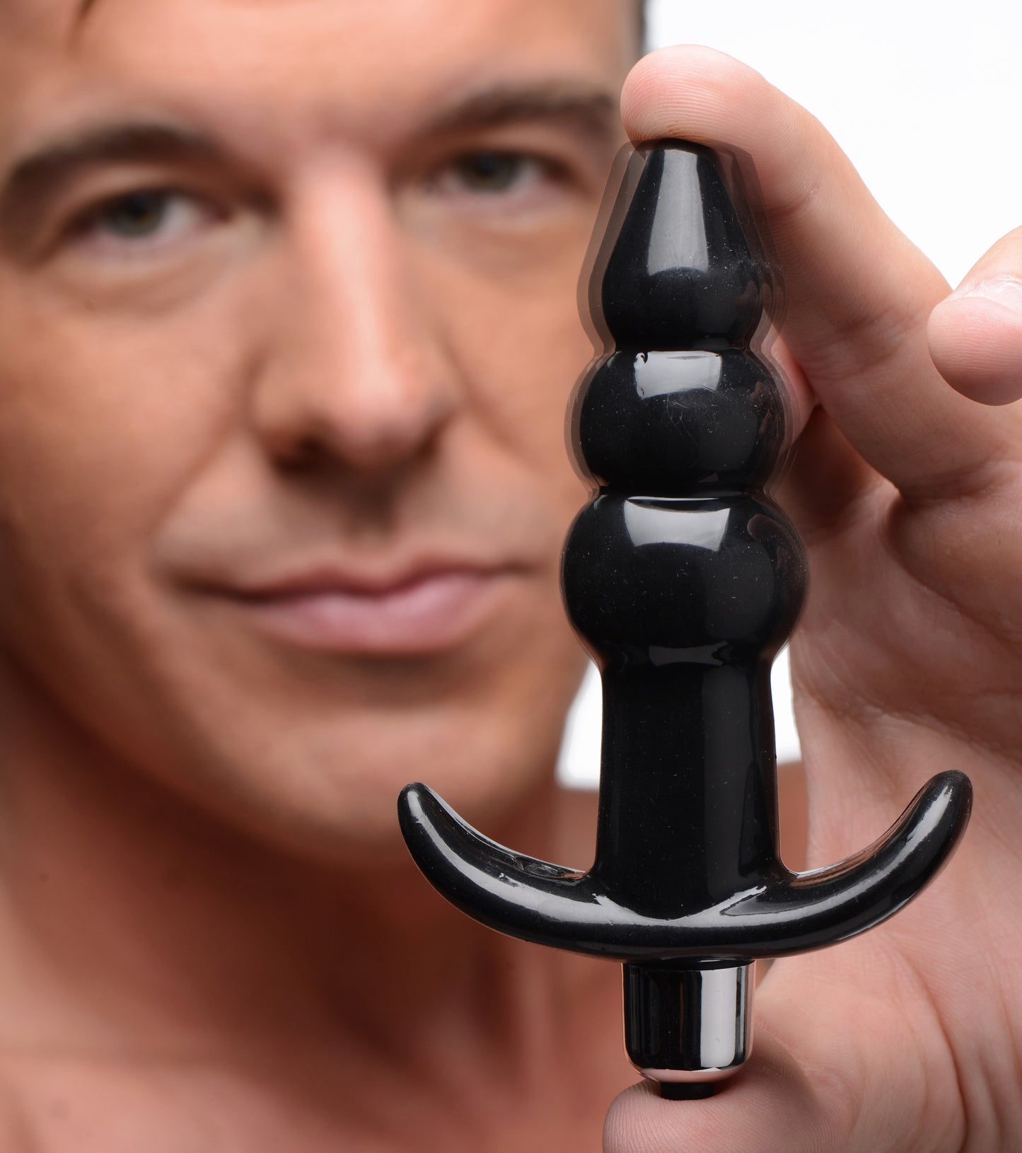 Ribbed Vibrating Butt Plug - Black