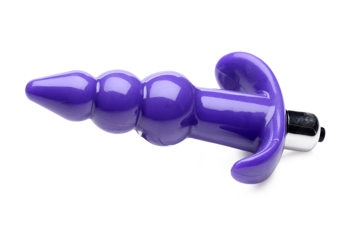 Ribbed Vibrating Butt Plug - Purple