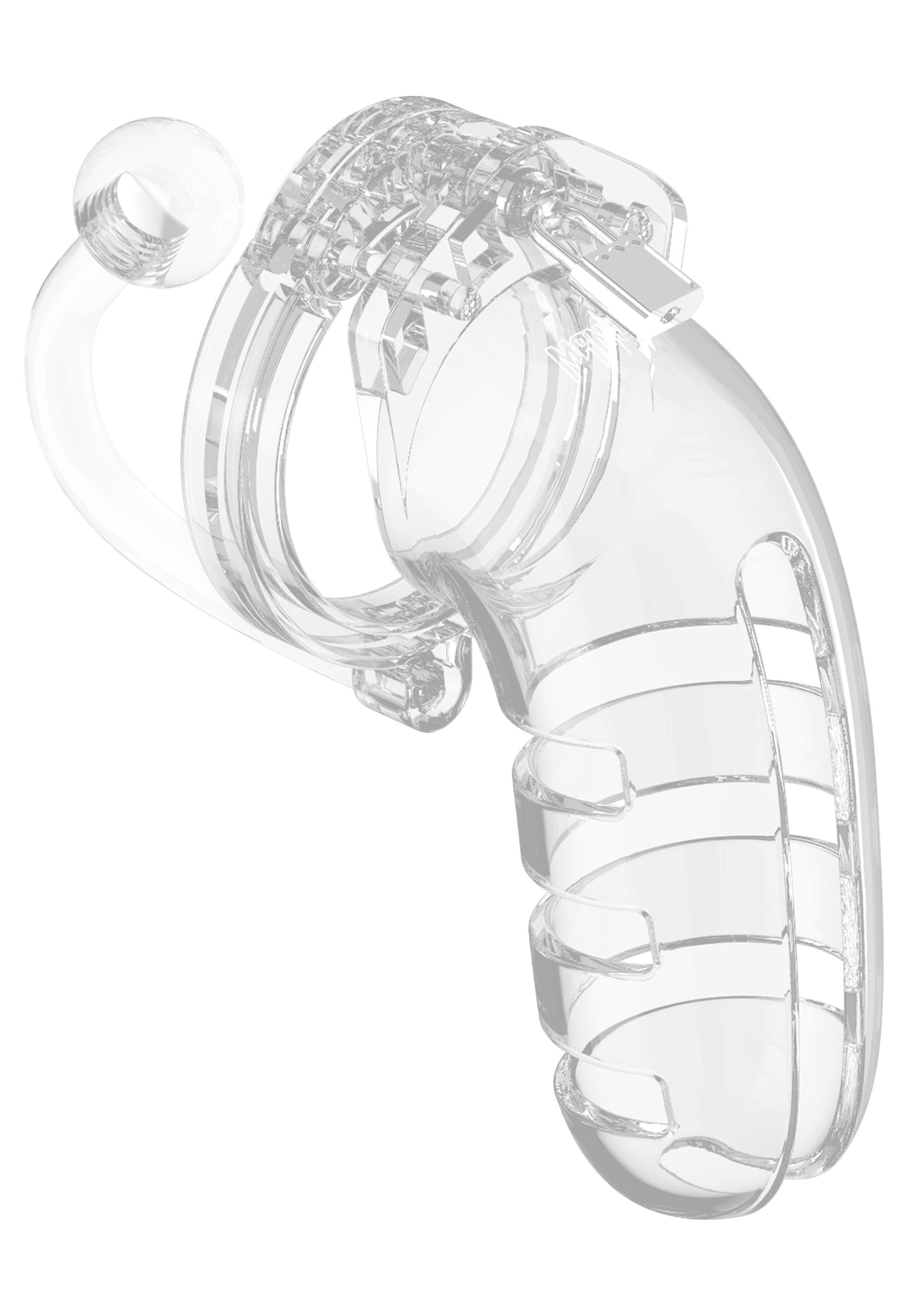 Clear Chastity Cock Cage with Plug - Large