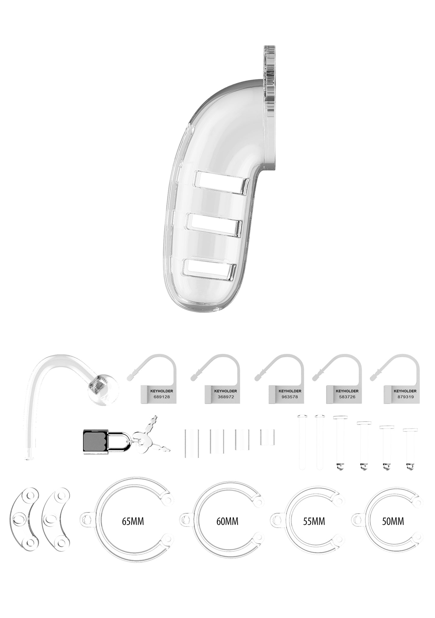 Clear Chastity Cock Cage with Plug - Large