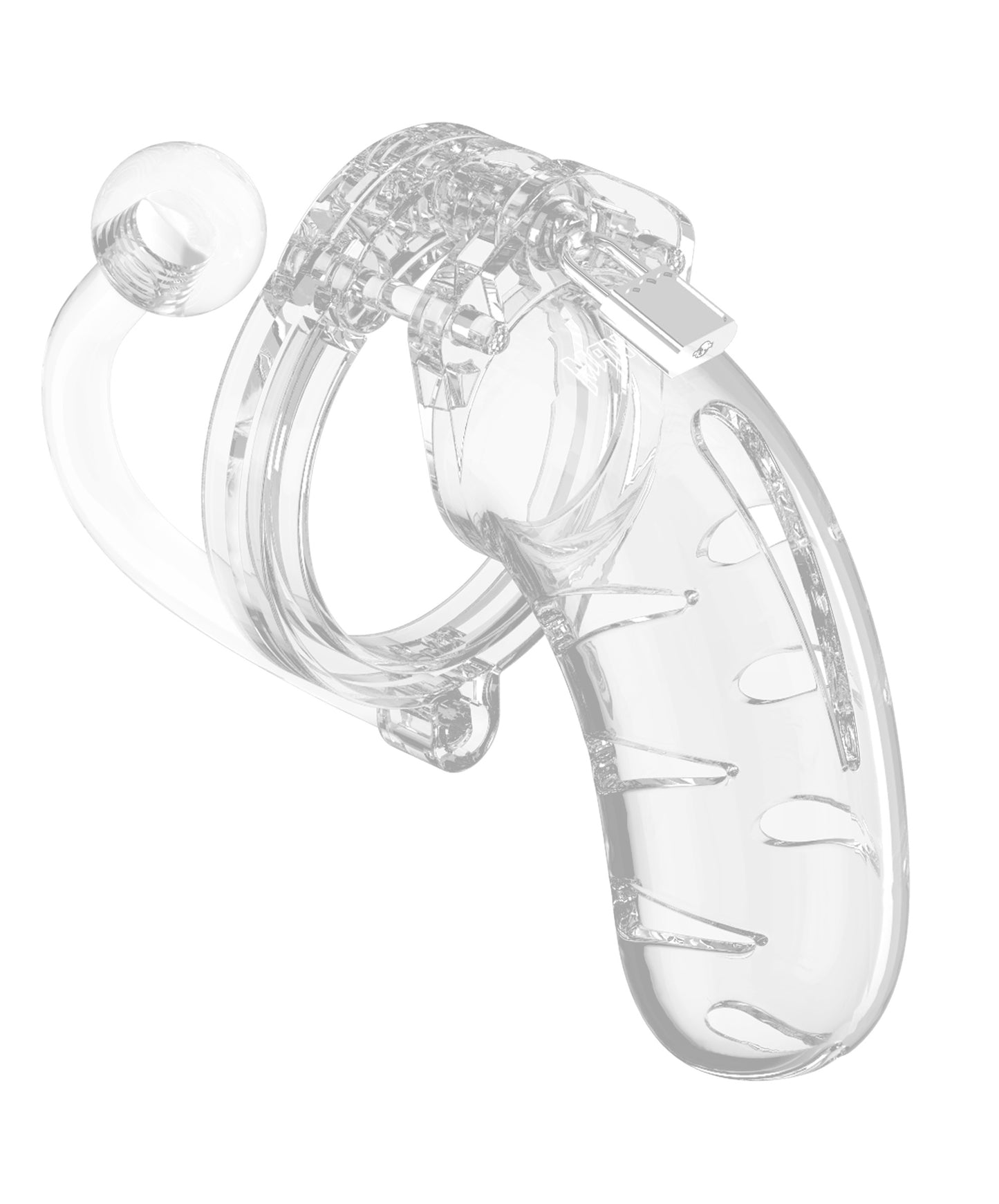 Clear Chastity Cock Cage with Plug - Medium