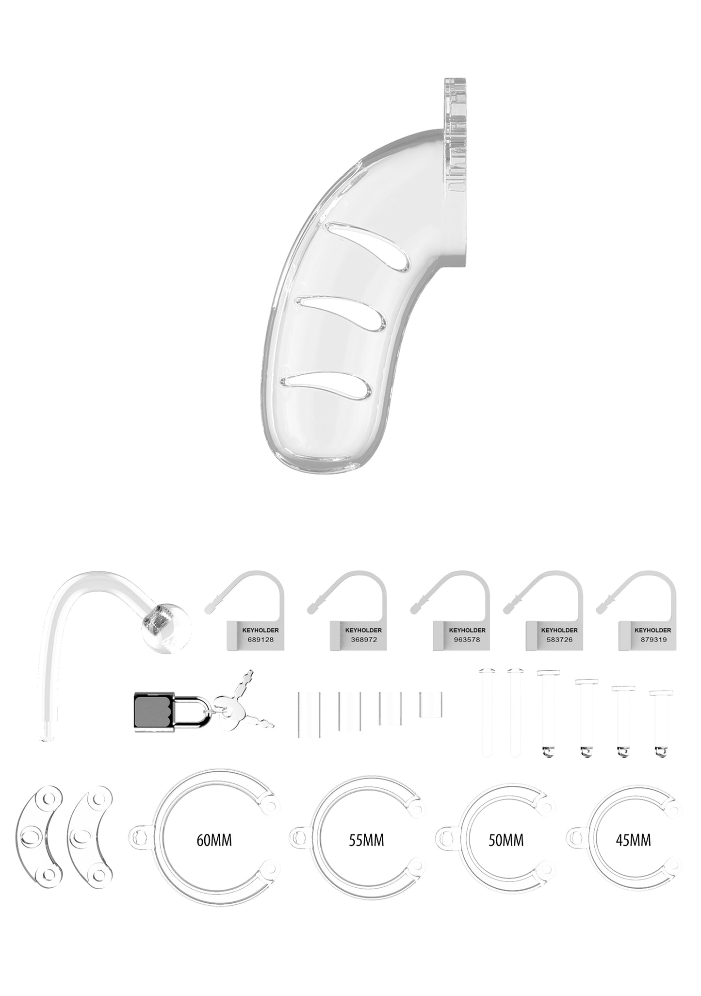 Clear Chastity Cock Cage with Plug - Medium