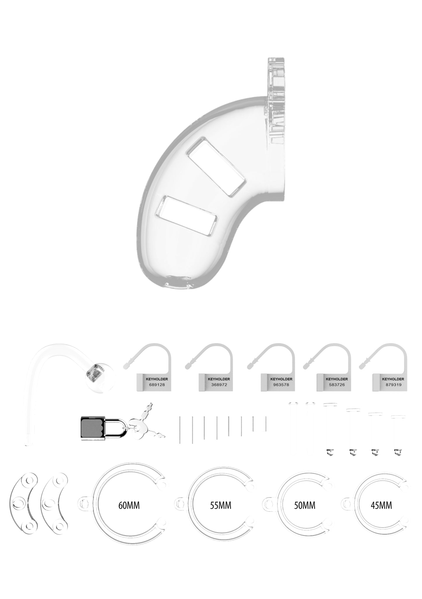 Clear Chastity Cock Cage with Plug - Small