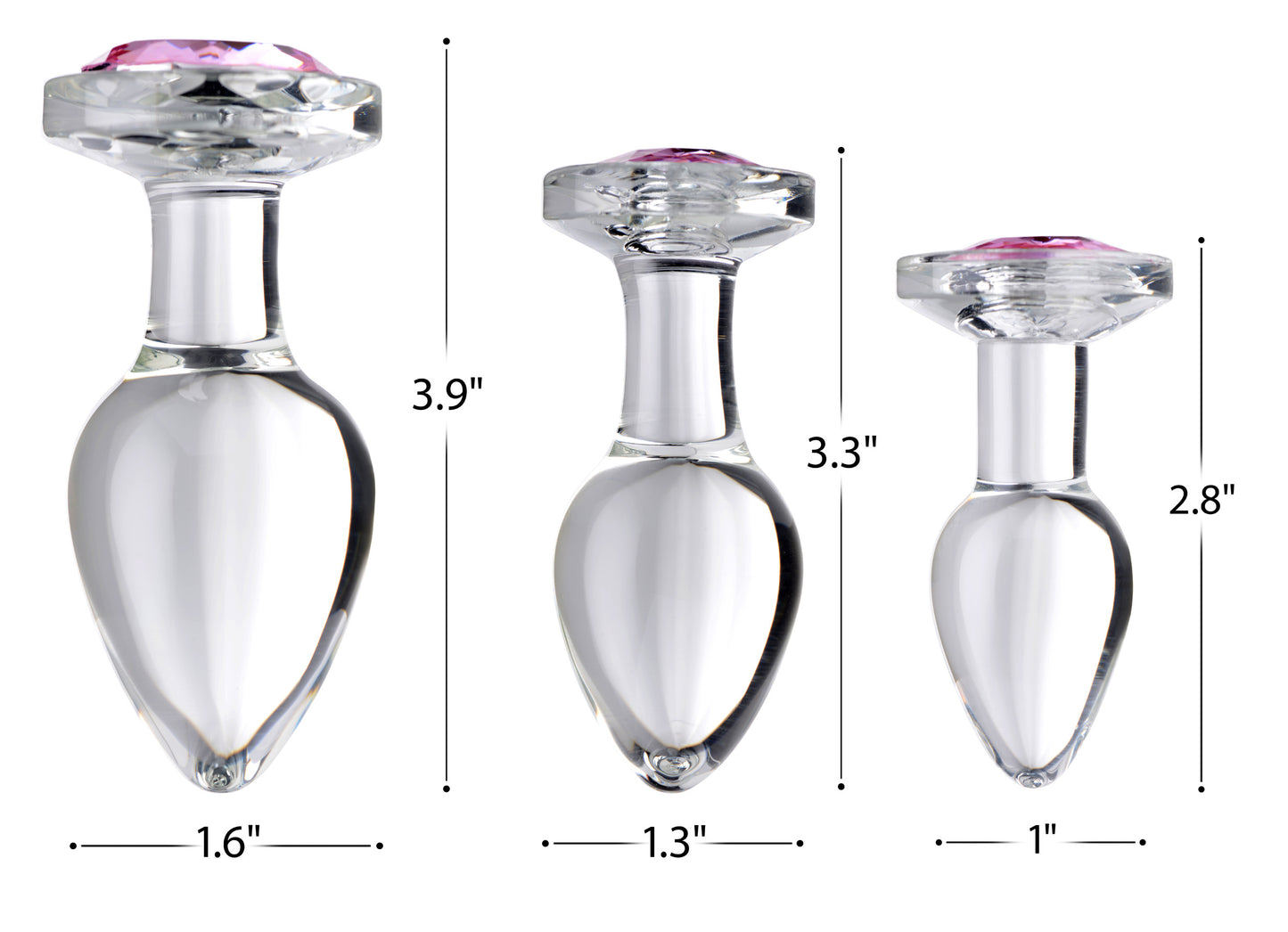 Pink Gem Glass Anal Plug - Small