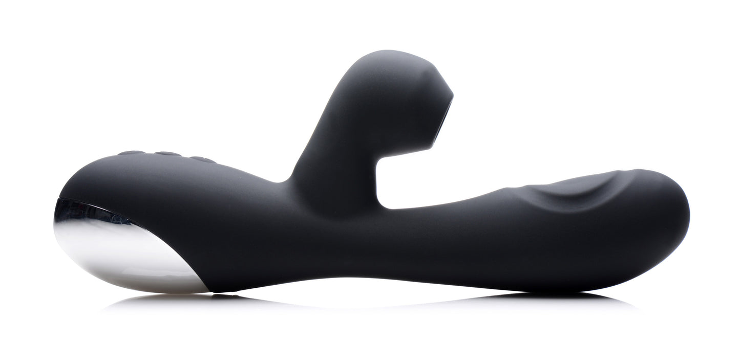 10X Silicone Suction Rabbit Vibrator - Black