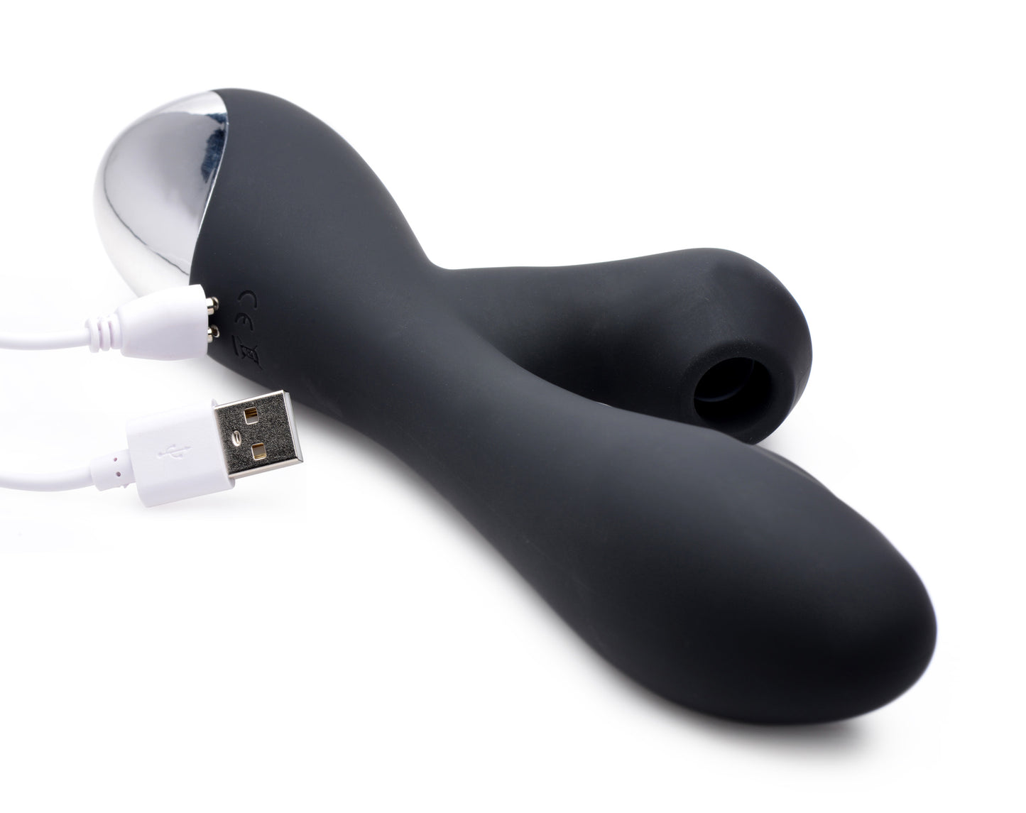 10X Silicone Suction Rabbit Vibrator - Black