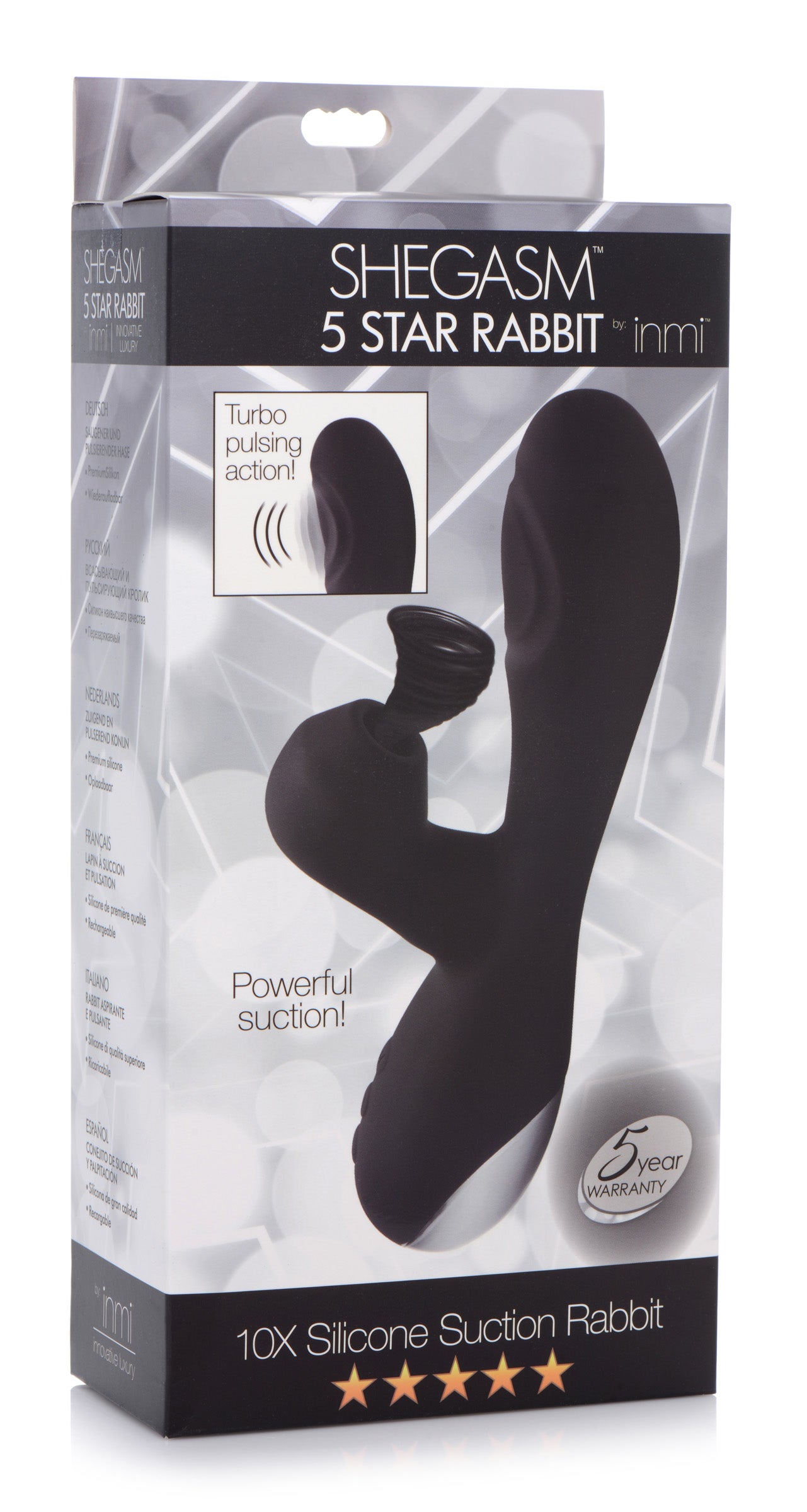 10X Silicone Suction Rabbit Vibrator - Black