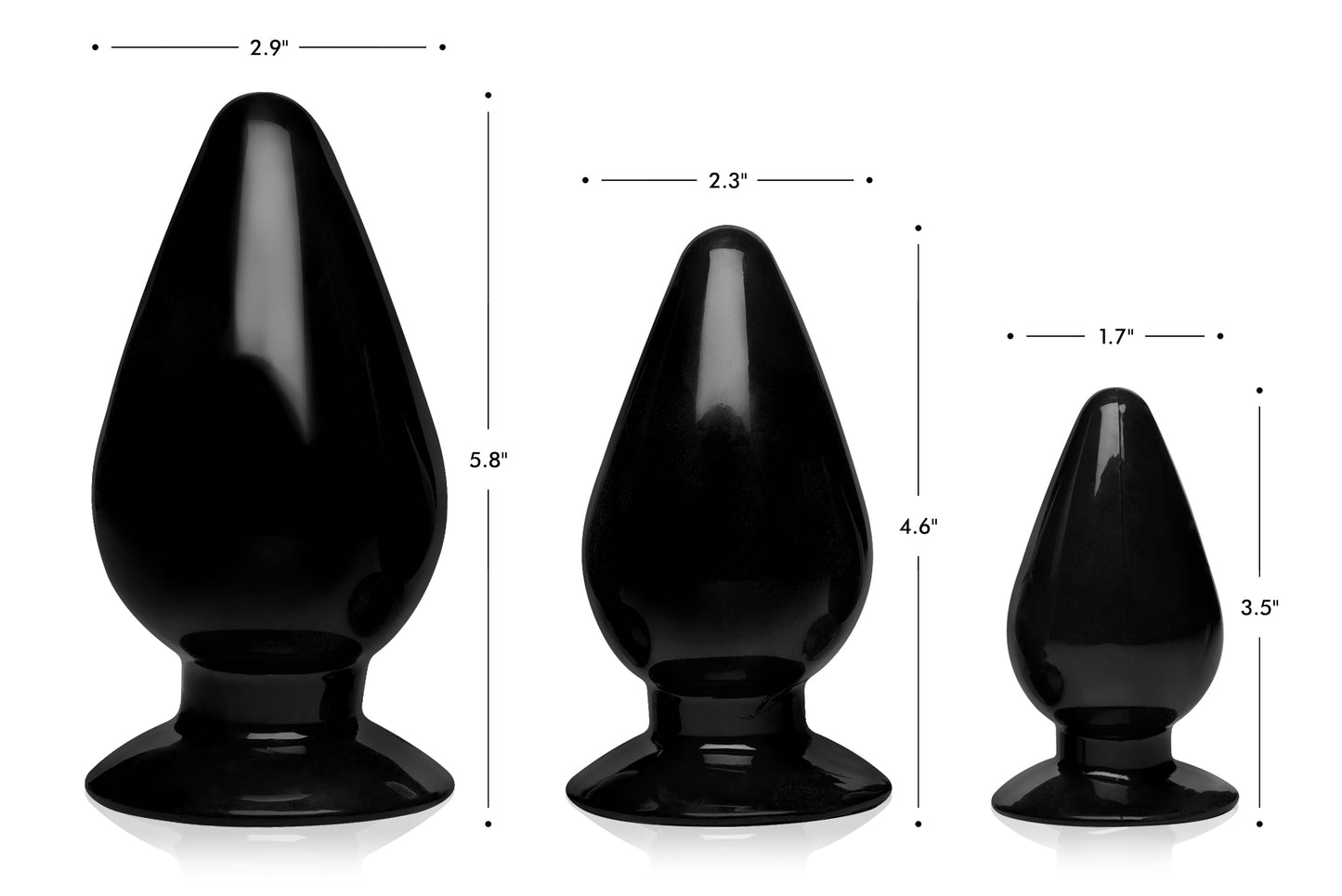 Triple Cones 3 Piece Anal Plug Set - Black