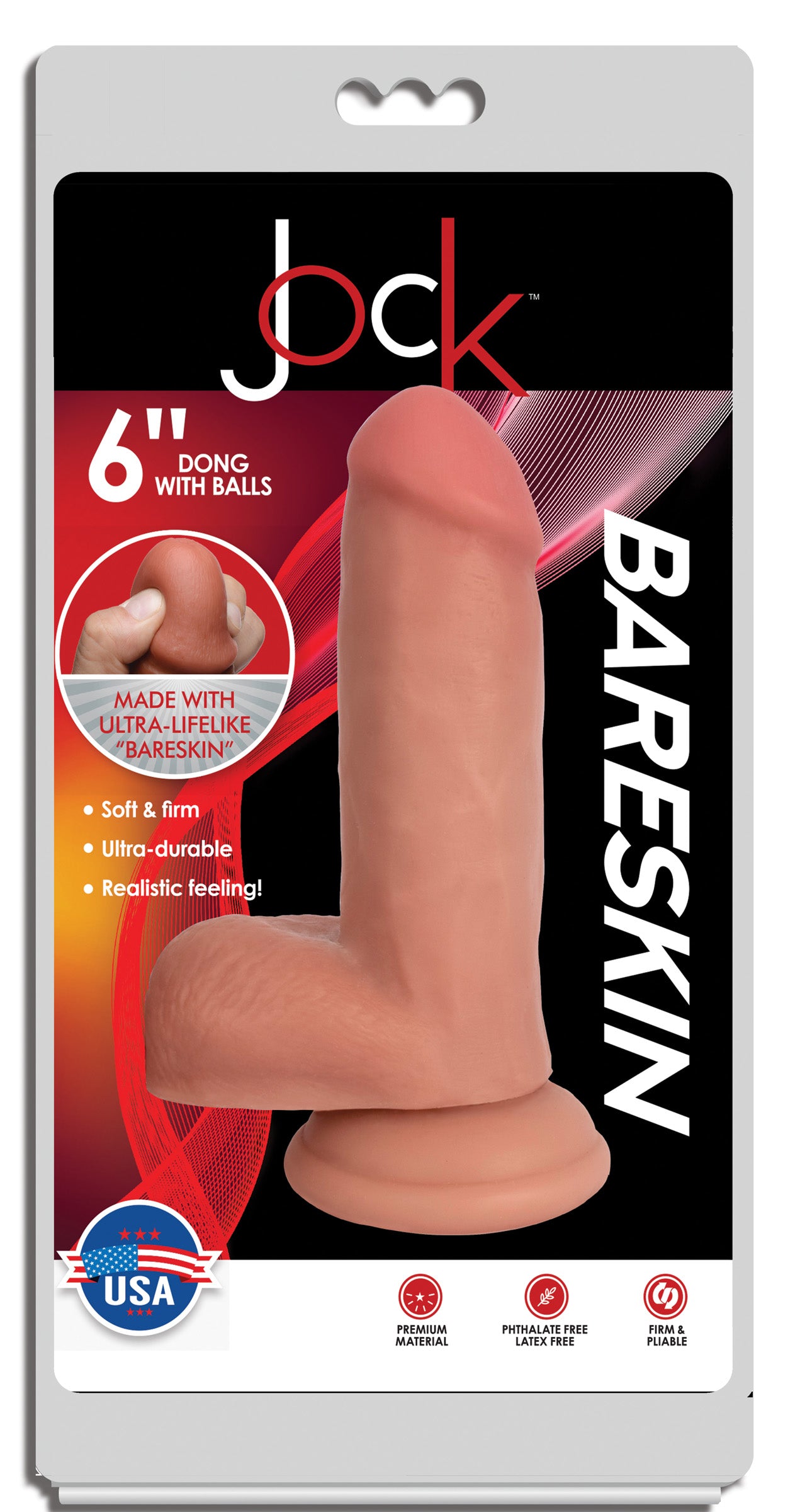 Jock Light Bareskin Dildo with Balls - 6 Inch