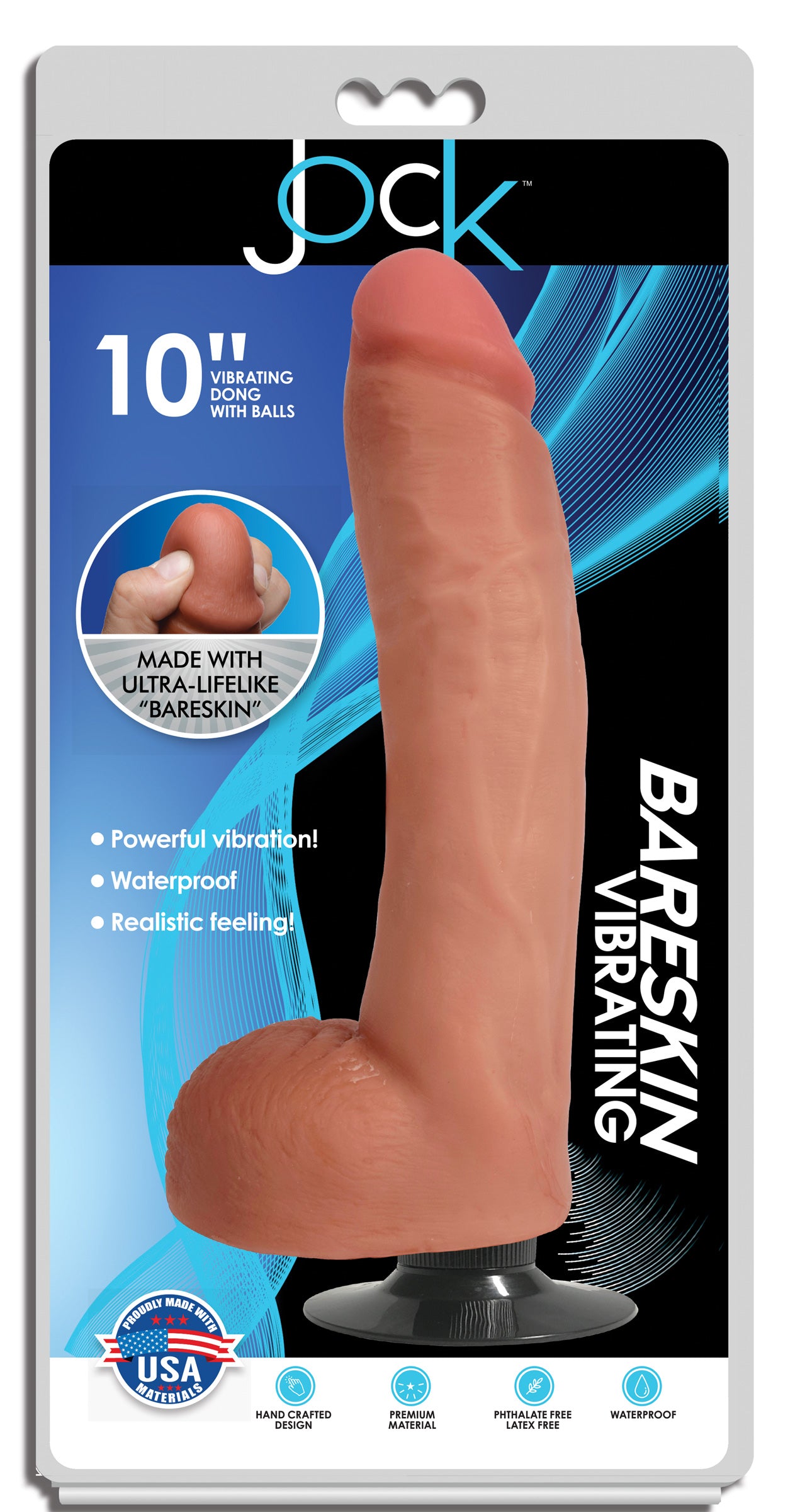 Jock Light Bareskin Vibrating Dildo with Balls - 10 Inch