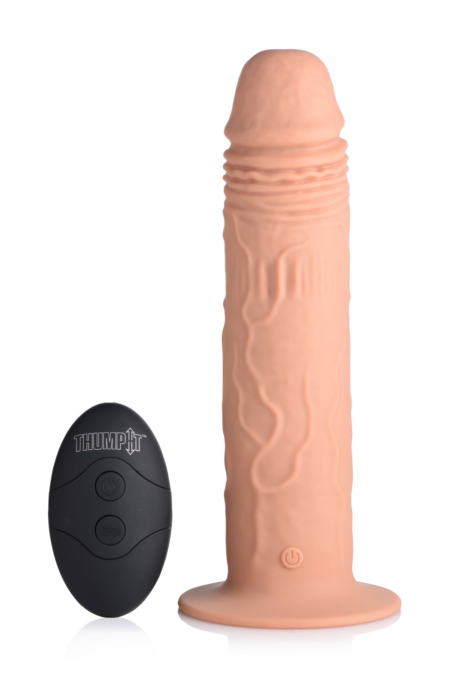 7X Remote Control Vibrating and Thumping Dildo - Medium