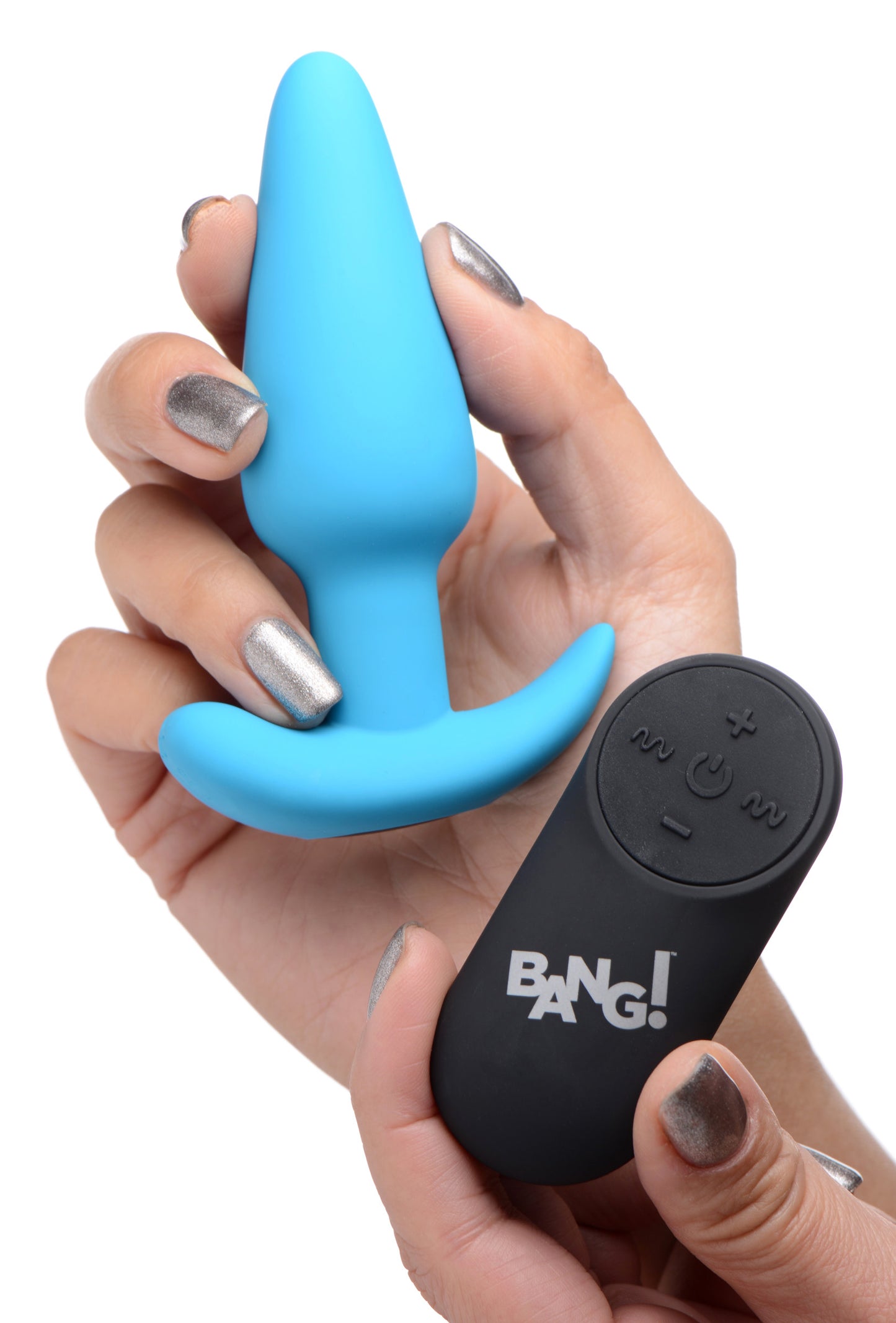 Remote Control 21X Vibrating Silicone Butt Plug - Blue