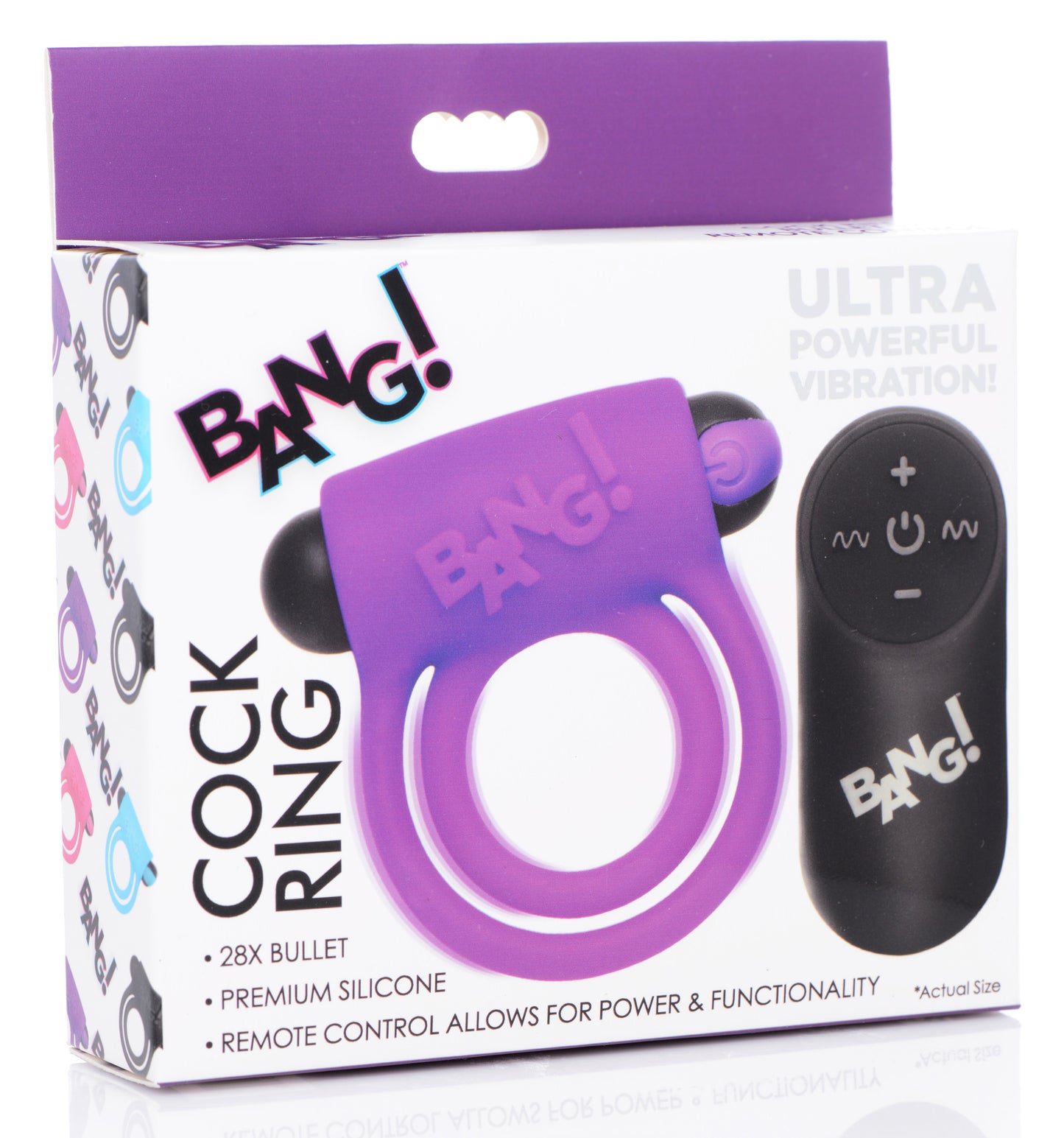 Remote Control 28X Vibrating Cock Ring and Bullet - Purple