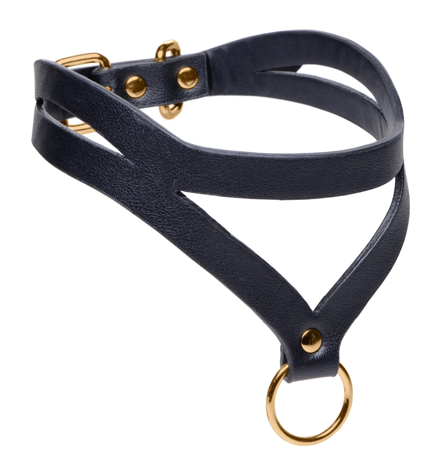 Bondage Baddie Black and Gold Collar with O-Ring