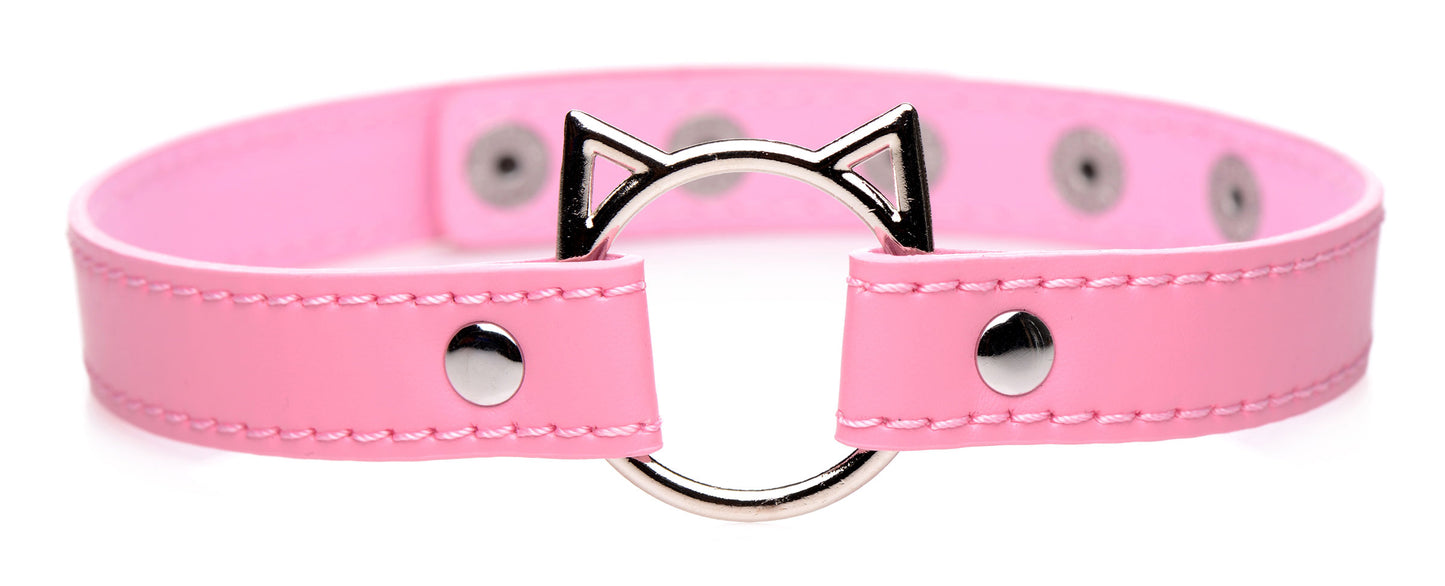 Kinky Kitty Ring Slim Choker - Pink