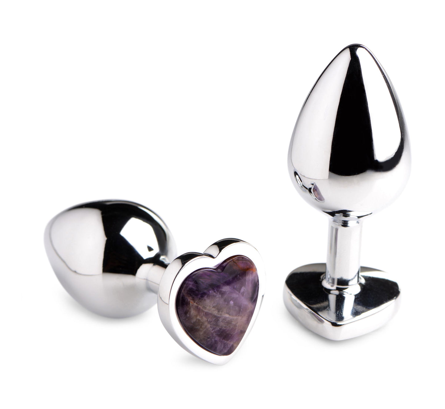 Genuine Amethyst Gemstone Heart Anal Plug - Small