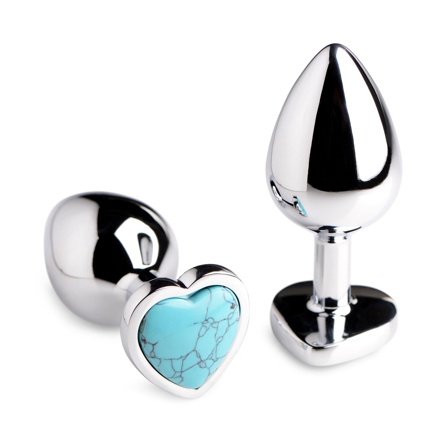 Authentic Turquoise Gemstone Heart Anal Plug - Medium