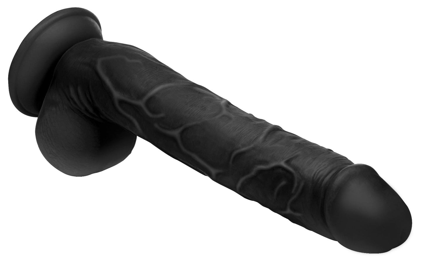 Long Logan 10 Inch Dildo with Balls - Black